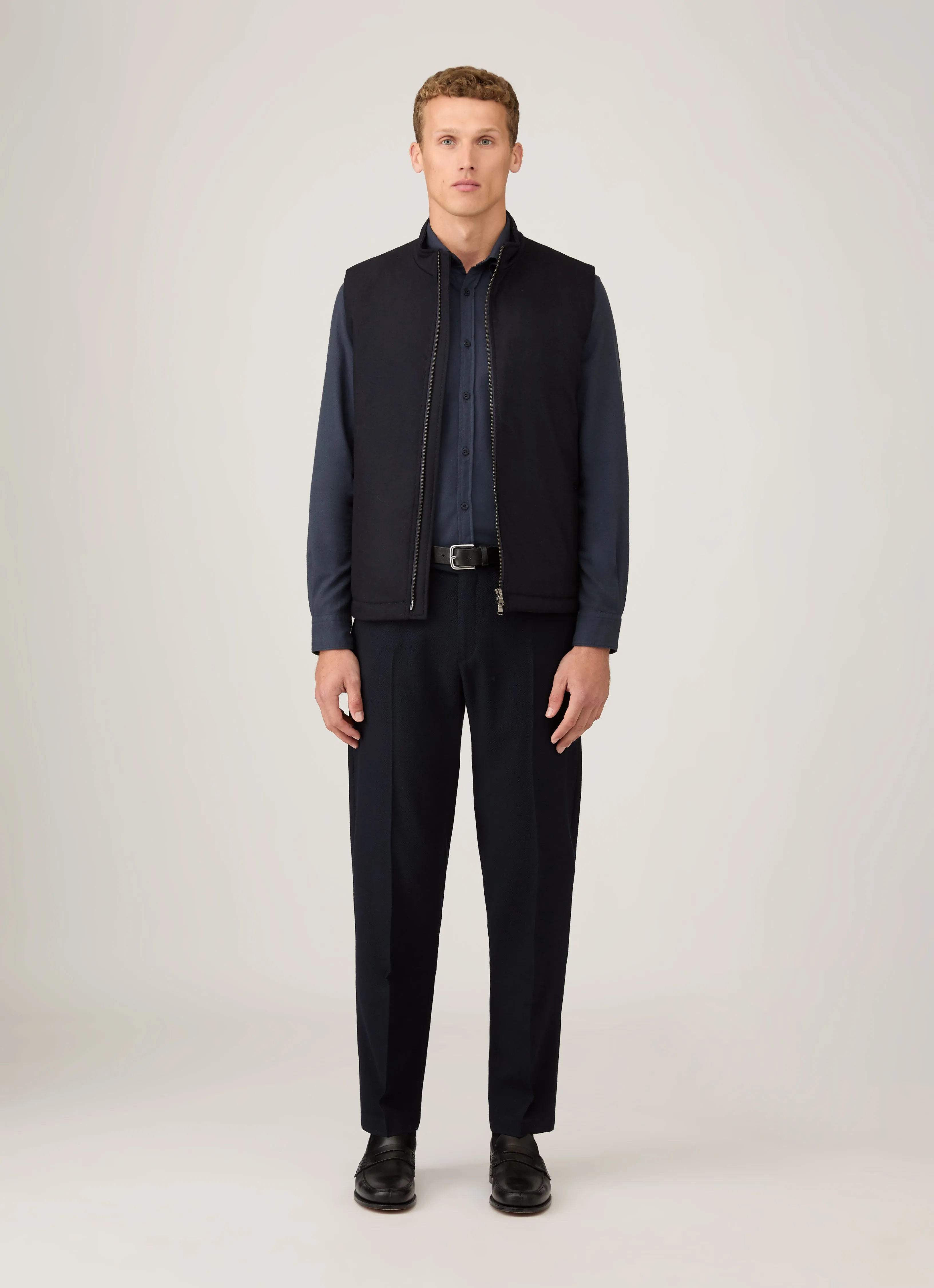 Men's Button Down Flannel Shirt in Navy sold by Sunspel product image thumbnail 3