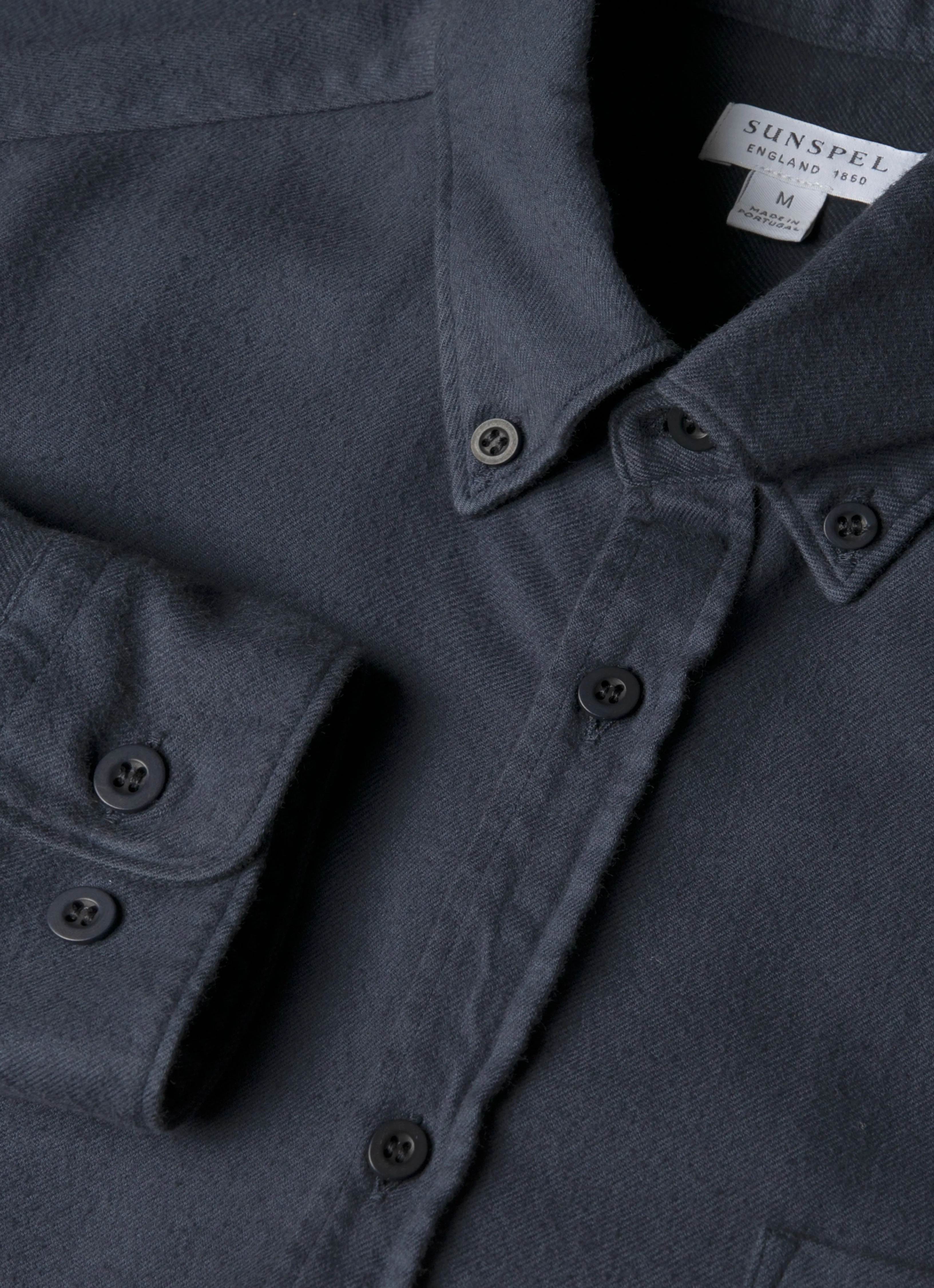 Men's Button Down Flannel Shirt in Navy sold by Sunspel product image thumbnail 4