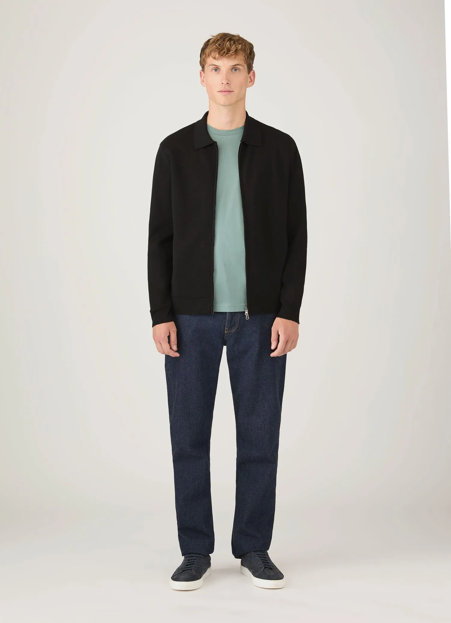 Men's Riviera Midweight T-shirt in Steel Green sold by Sunspel product image thumbnail 3