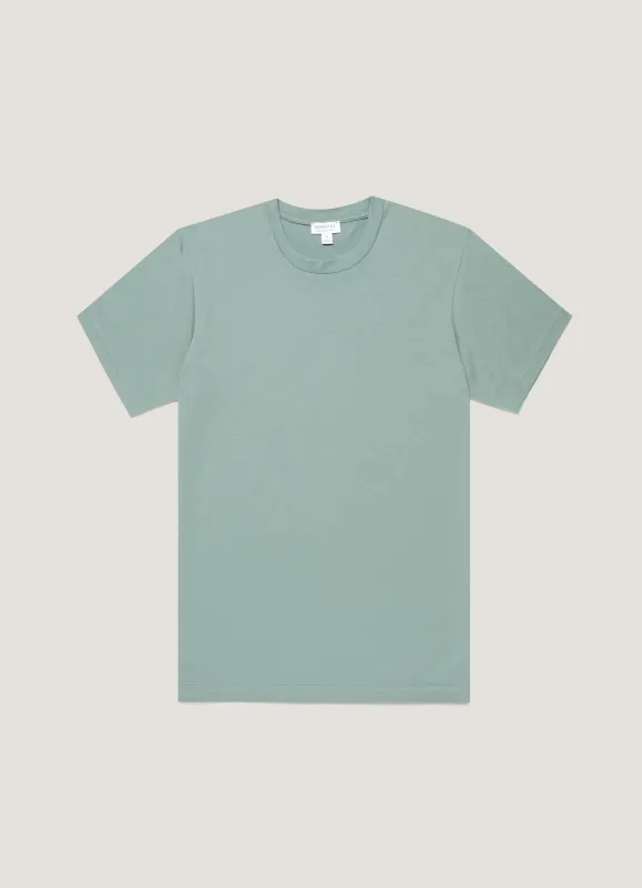 Men's Riviera Midweight T-shirt in Steel Green sold by Sunspel