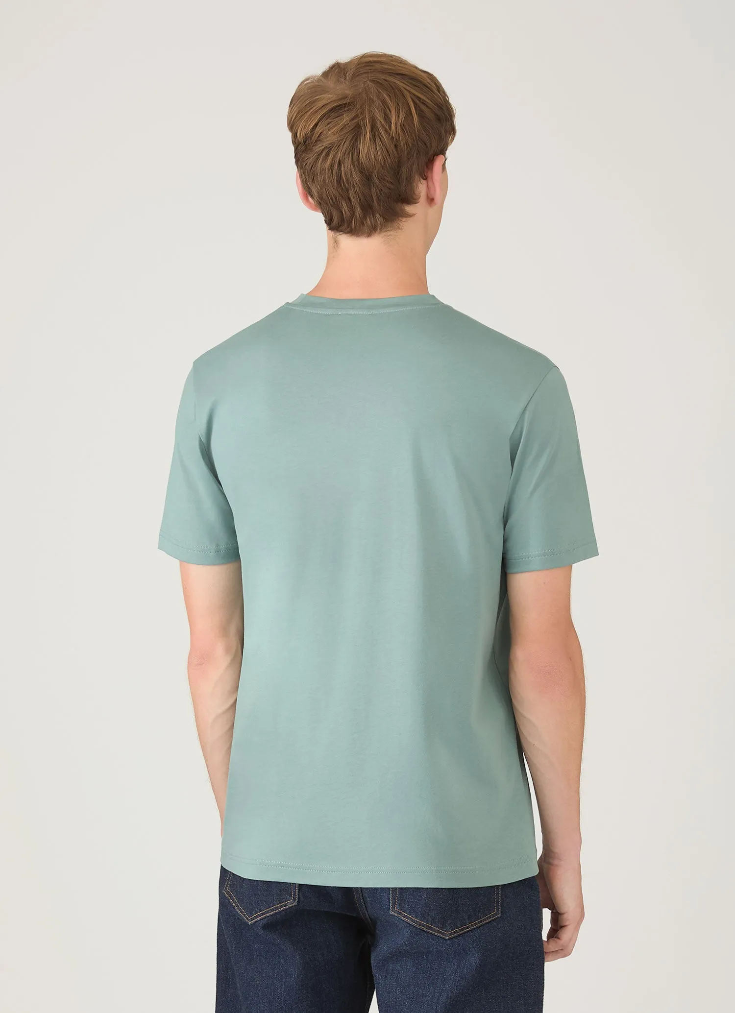 Men's Riviera Midweight T-shirt in Steel Green sold by Sunspel product image thumbnail 5