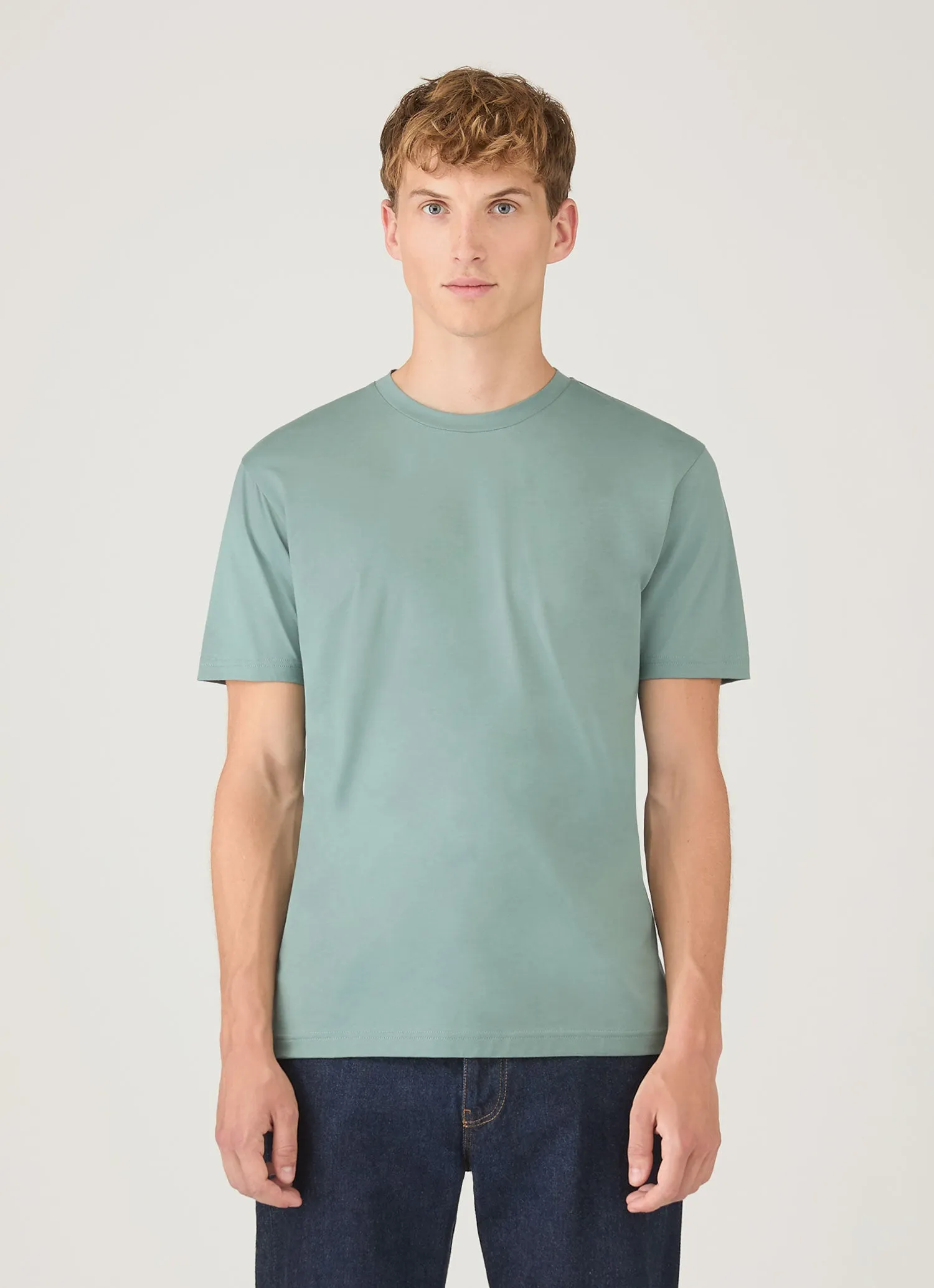 Men's Riviera Midweight T-shirt in Steel Green sold by Sunspel product image thumbnail 2