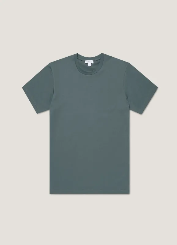 Men's Riviera Midweight T-shirt in Dark Petrol sold by Sunspel