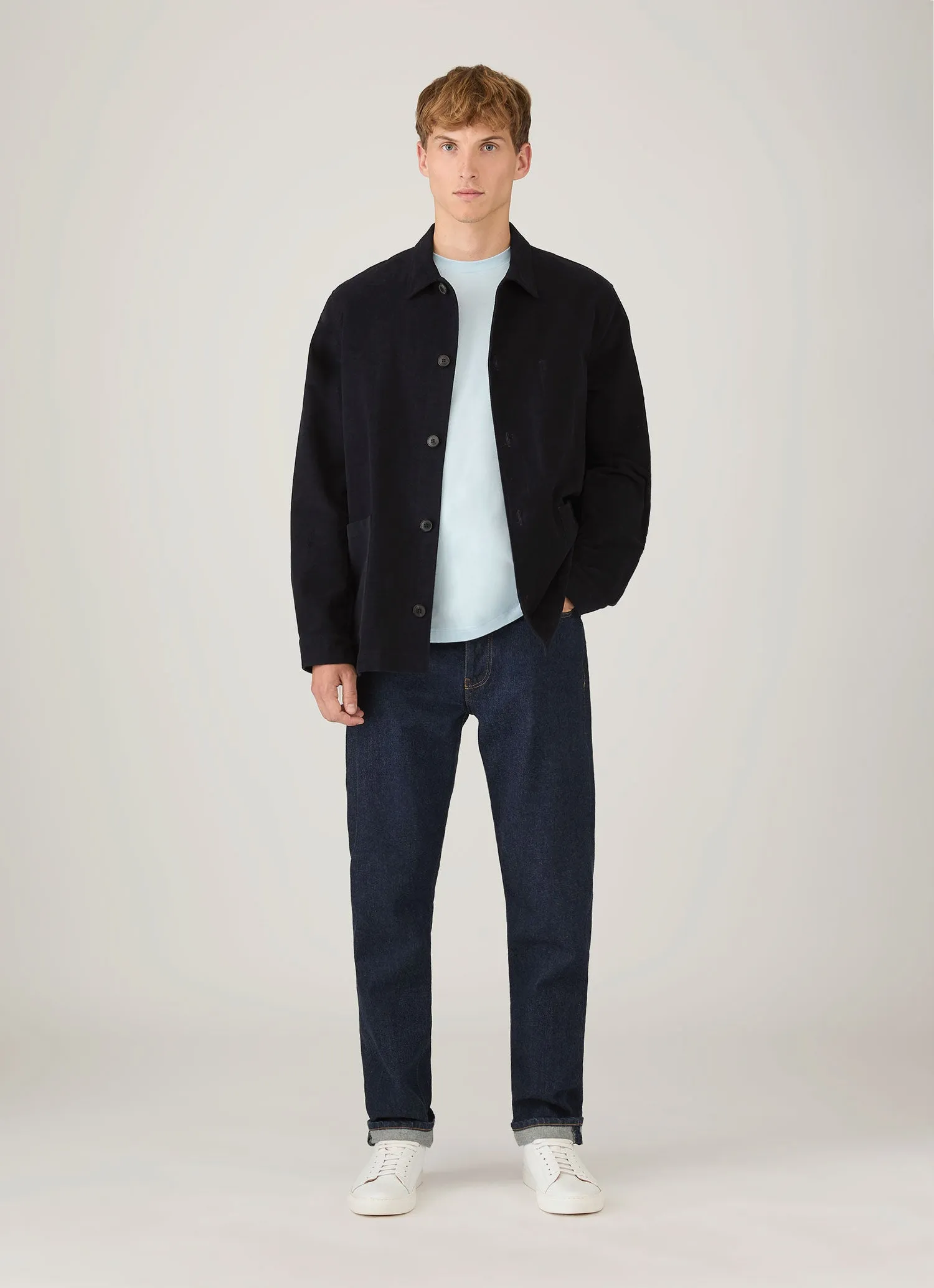 Men's Riviera Midweight T-shirt in Frost Blue sold by Sunspel product image thumbnail 3