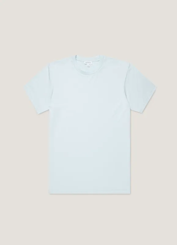 Men's Riviera Midweight T-shirt in Frost Blue sold by Sunspel