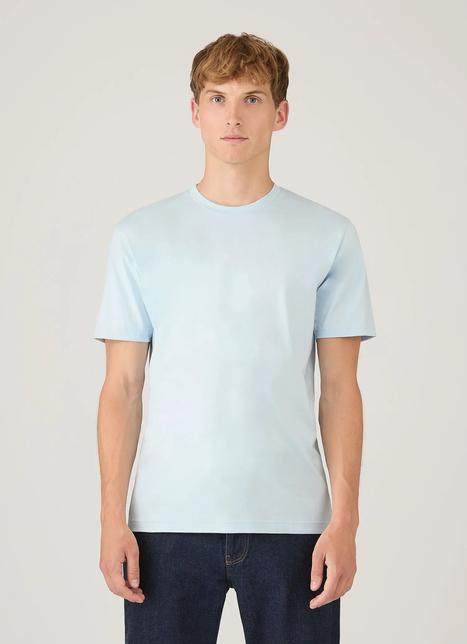 Men's Riviera Midweight T-shirt in Frost Blue sold by Sunspel product image thumbnail 2