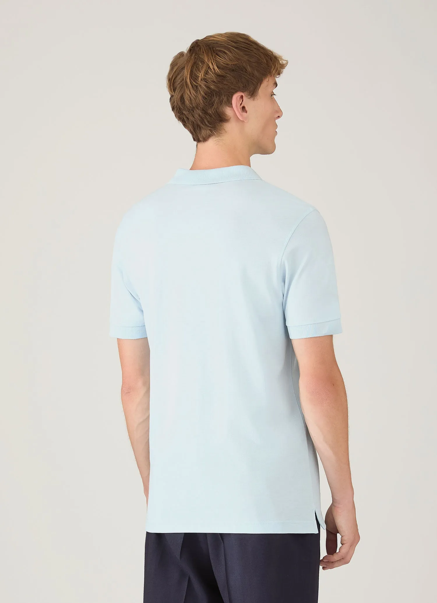 Men's Piqué Polo Shirt in Frost Blue sold by Sunspel product image thumbnail 5