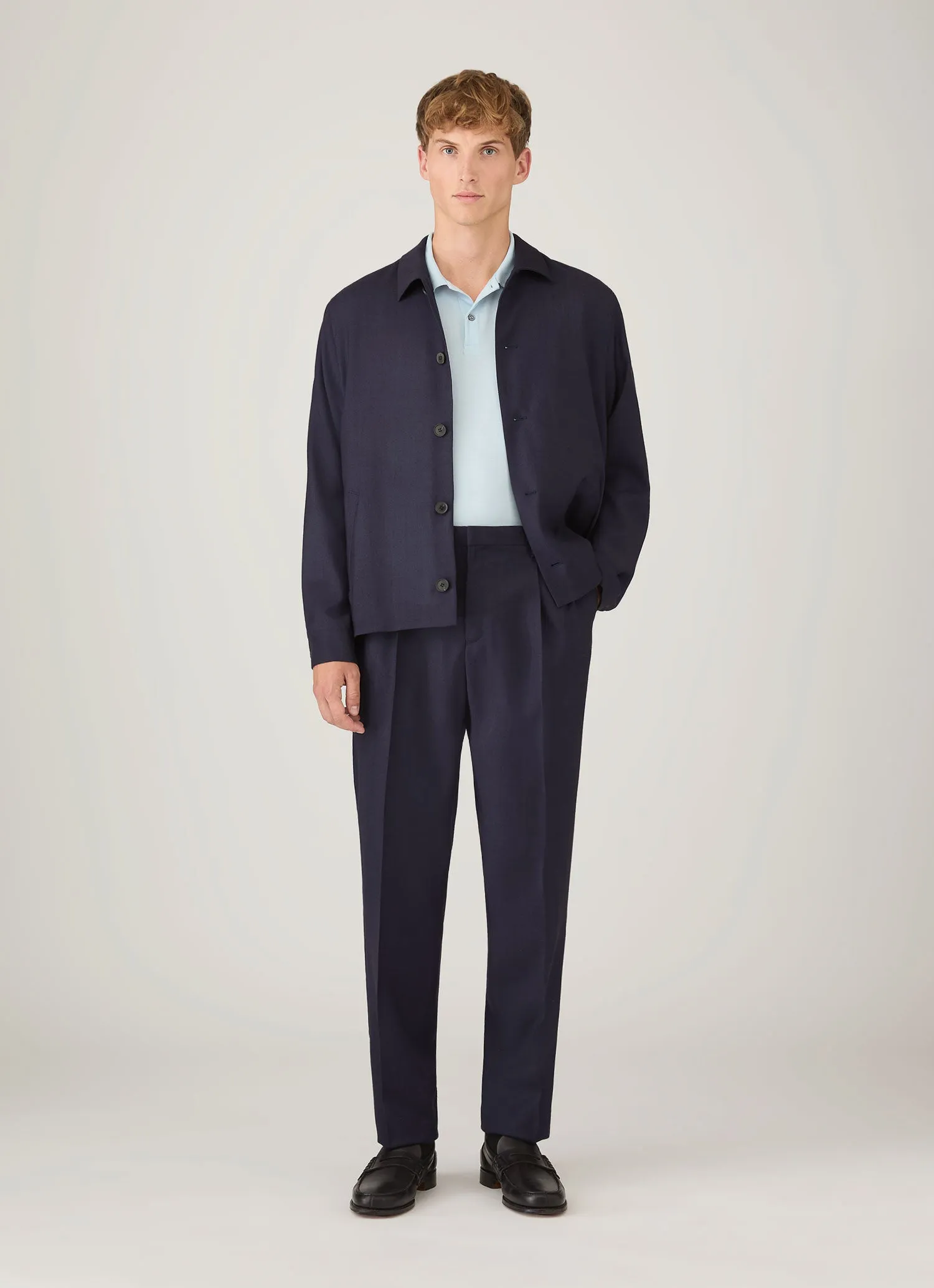 Men's Piqué Polo Shirt in Frost Blue sold by Sunspel product image thumbnail 3