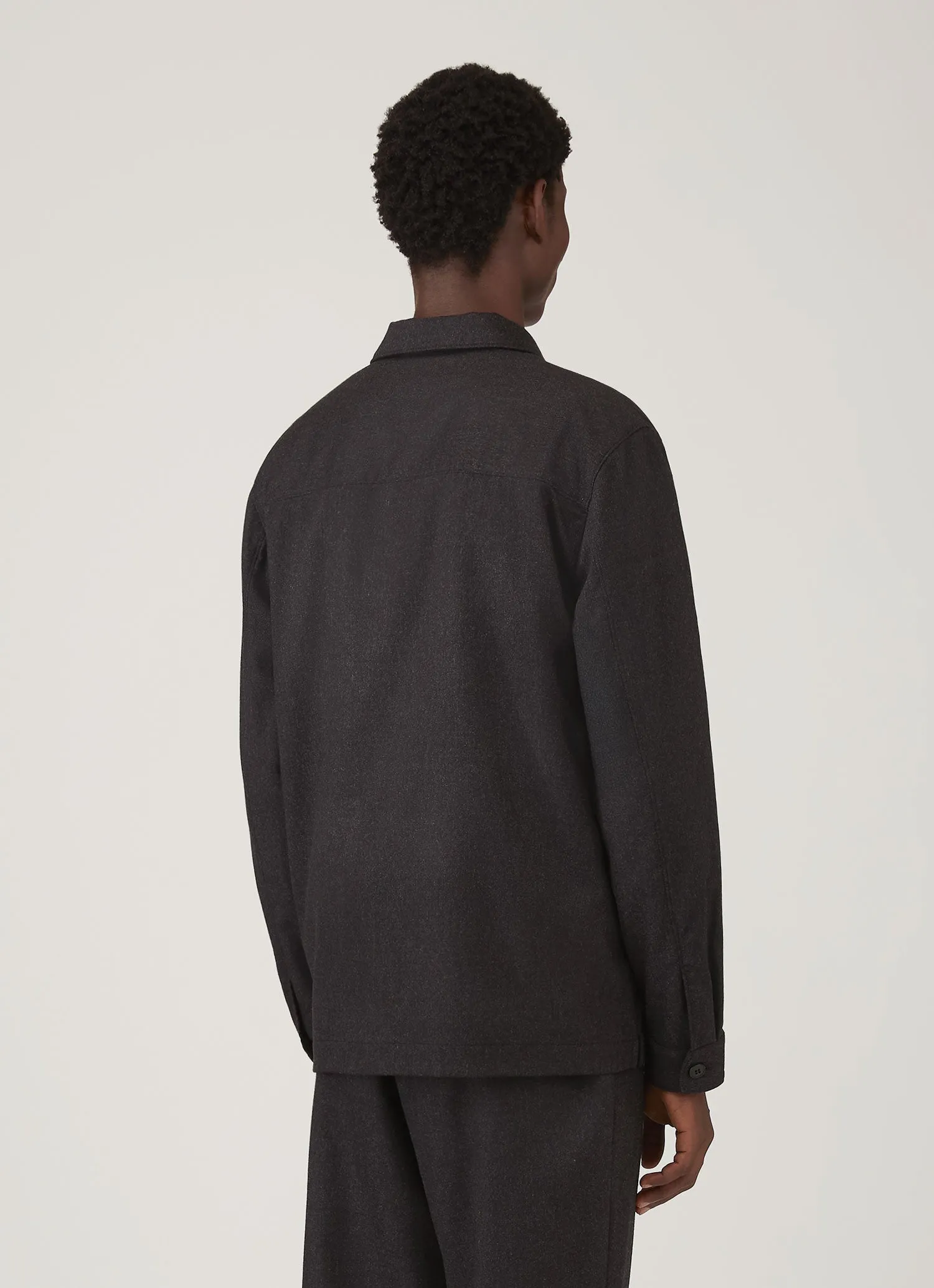 Men's Wool Cashmere Flannel Overshirt in Charcoal Melange sold by Sunspel product image thumbnail 5