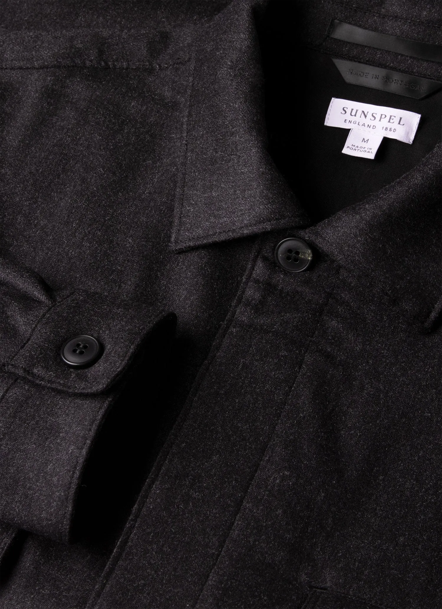 Men's Wool Cashmere Flannel Overshirt in Charcoal Melange sold by Sunspel product image thumbnail 4