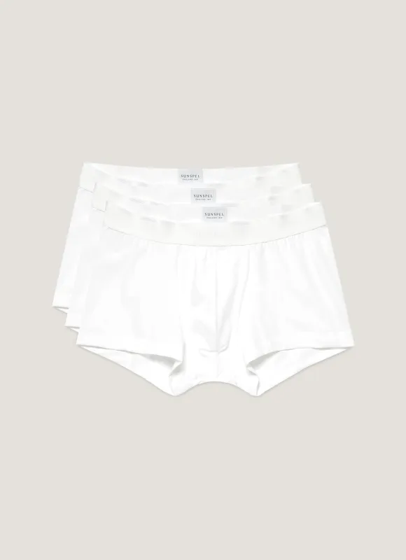 Men's Stretch Cotton Trunks 3-Pack in White sold by Sunspel