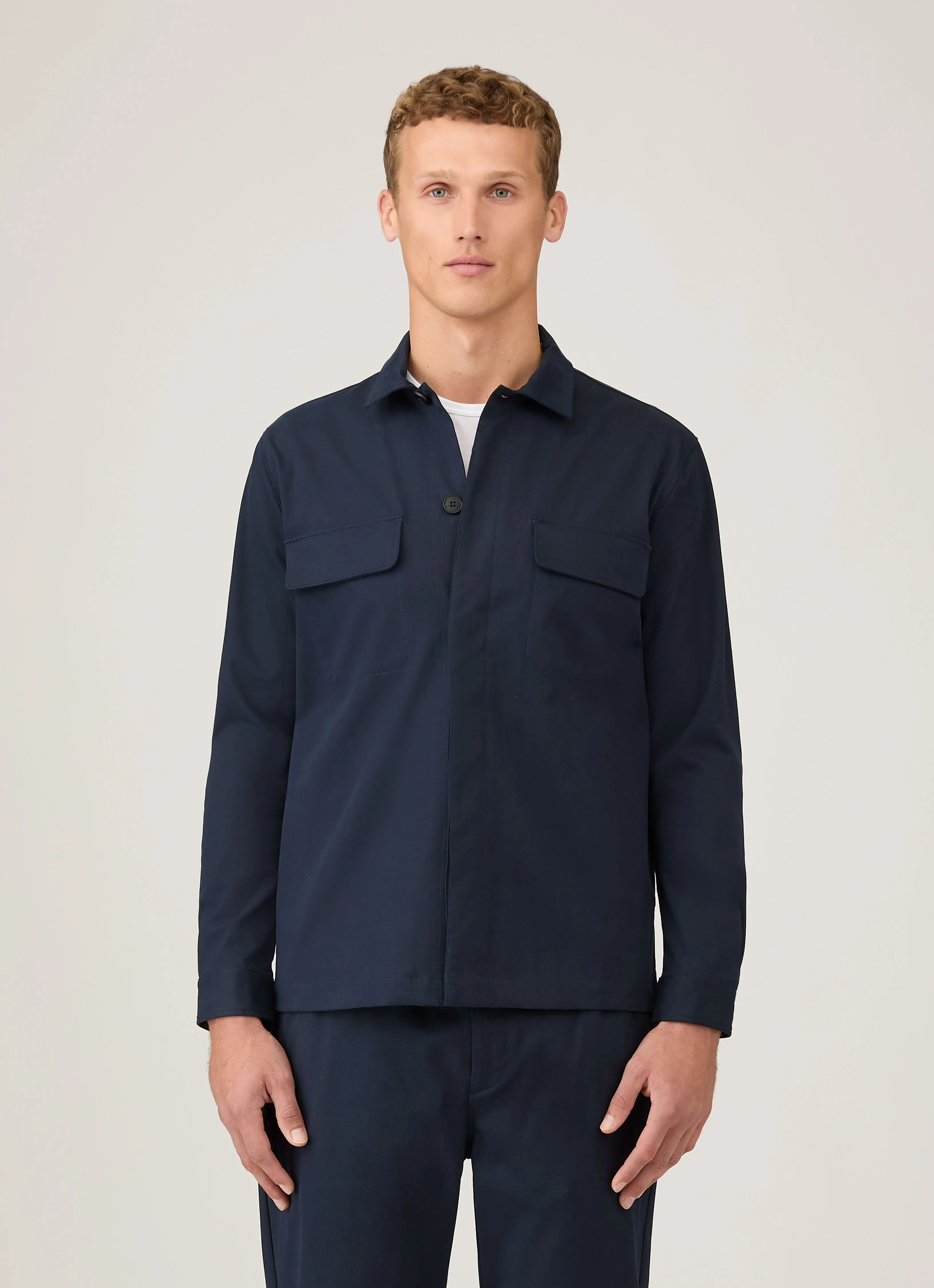 Men's Cotton Cashmere Overshirt in Navy sold by Sunspel product image thumbnail 2