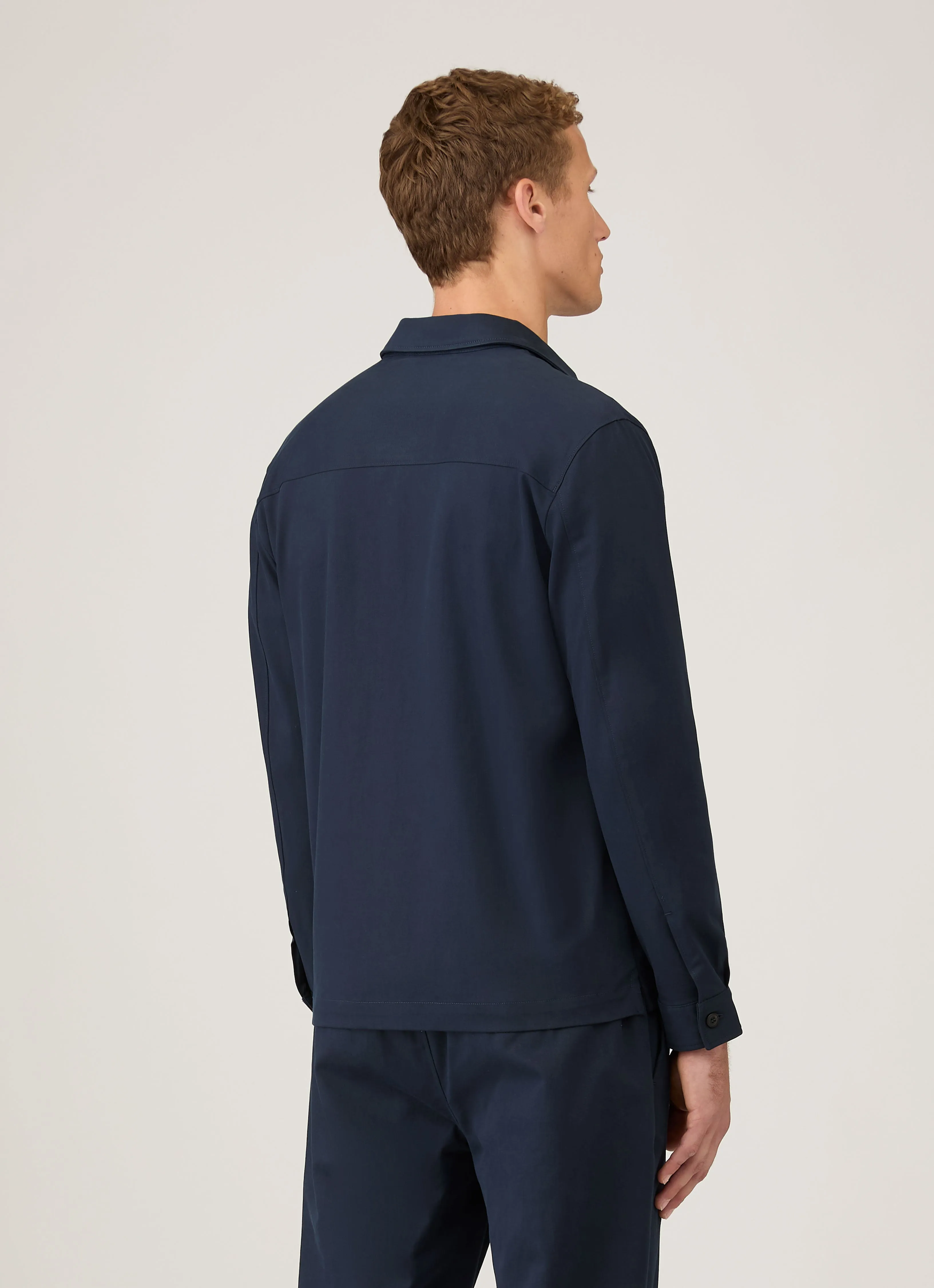 Men's Cotton Cashmere Overshirt in Navy sold by Sunspel product image thumbnail 5