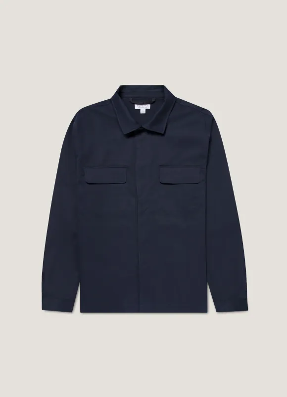 Men's Cotton Cashmere Overshirt in Navy sold by Sunspel