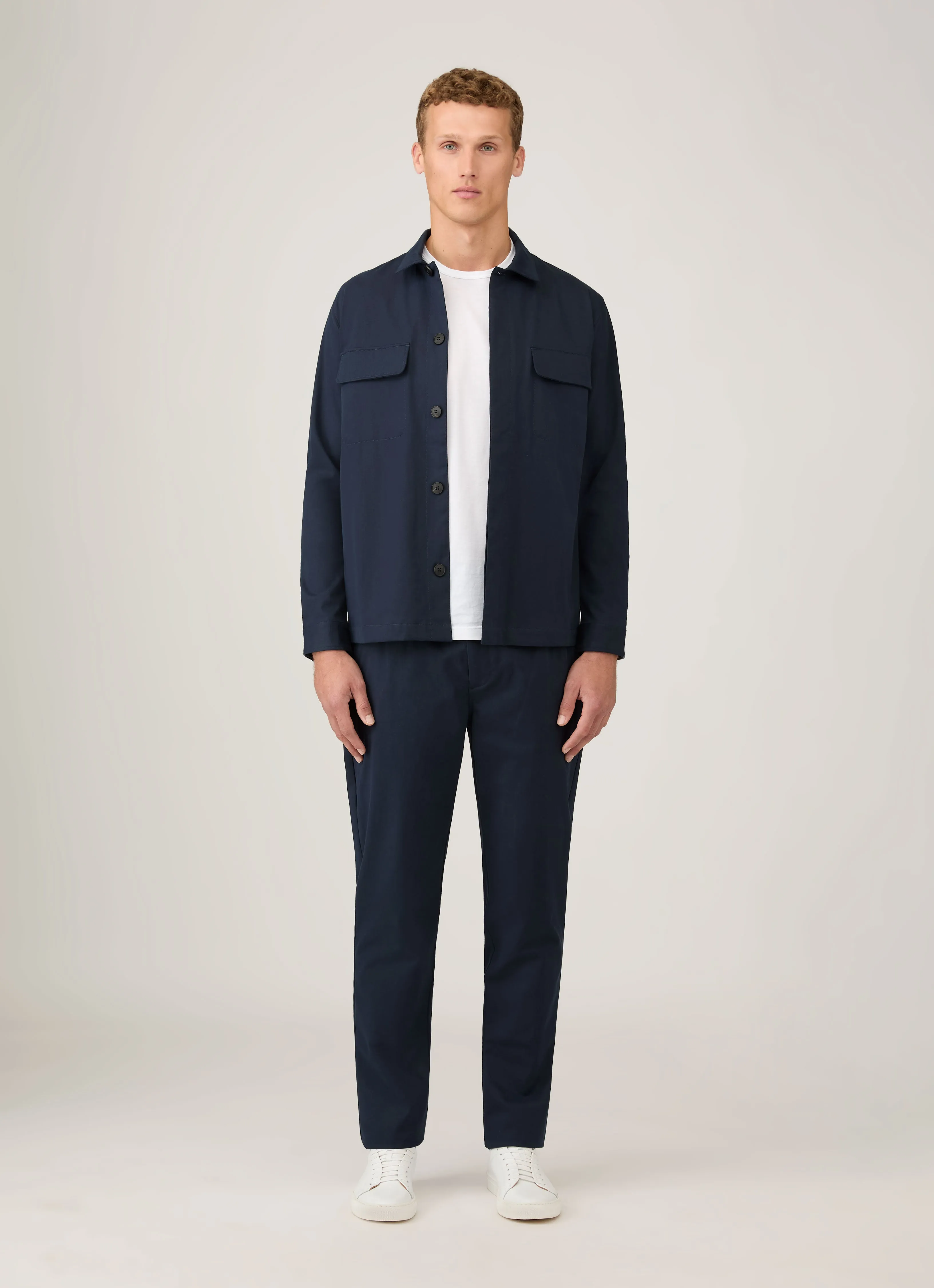 Men's Cotton Cashmere Overshirt in Navy sold by Sunspel product image thumbnail 3