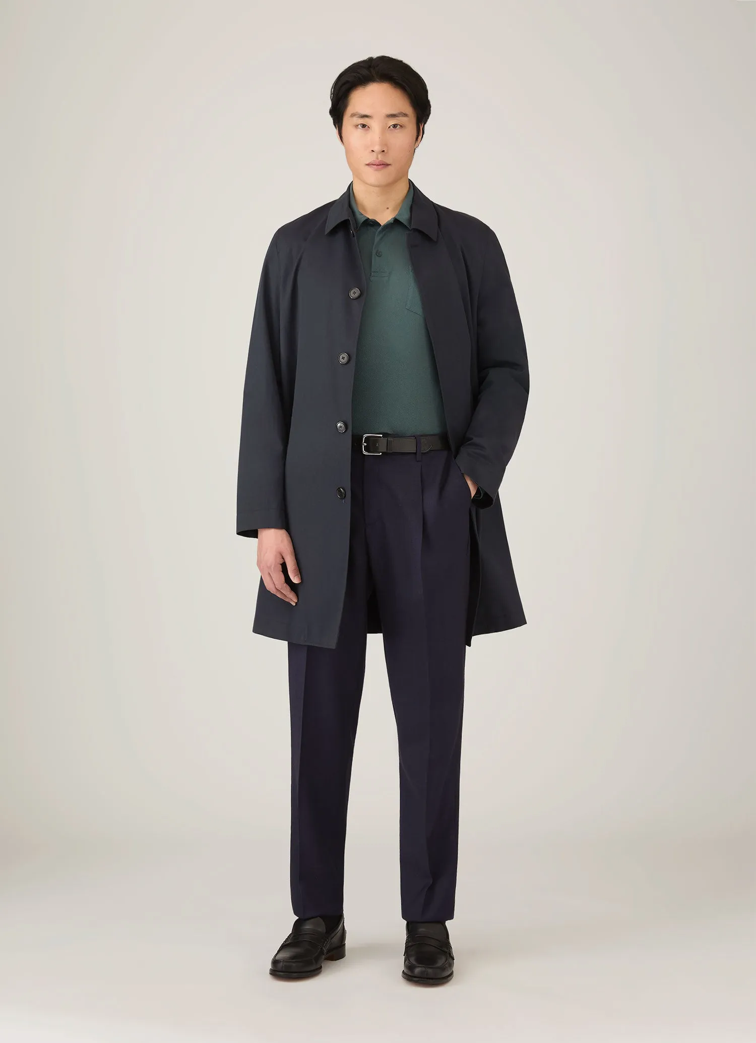 Men's Long Sleeve Riviera Polo Shirt in Dark Petrol sold by Sunspel product image thumbnail 3