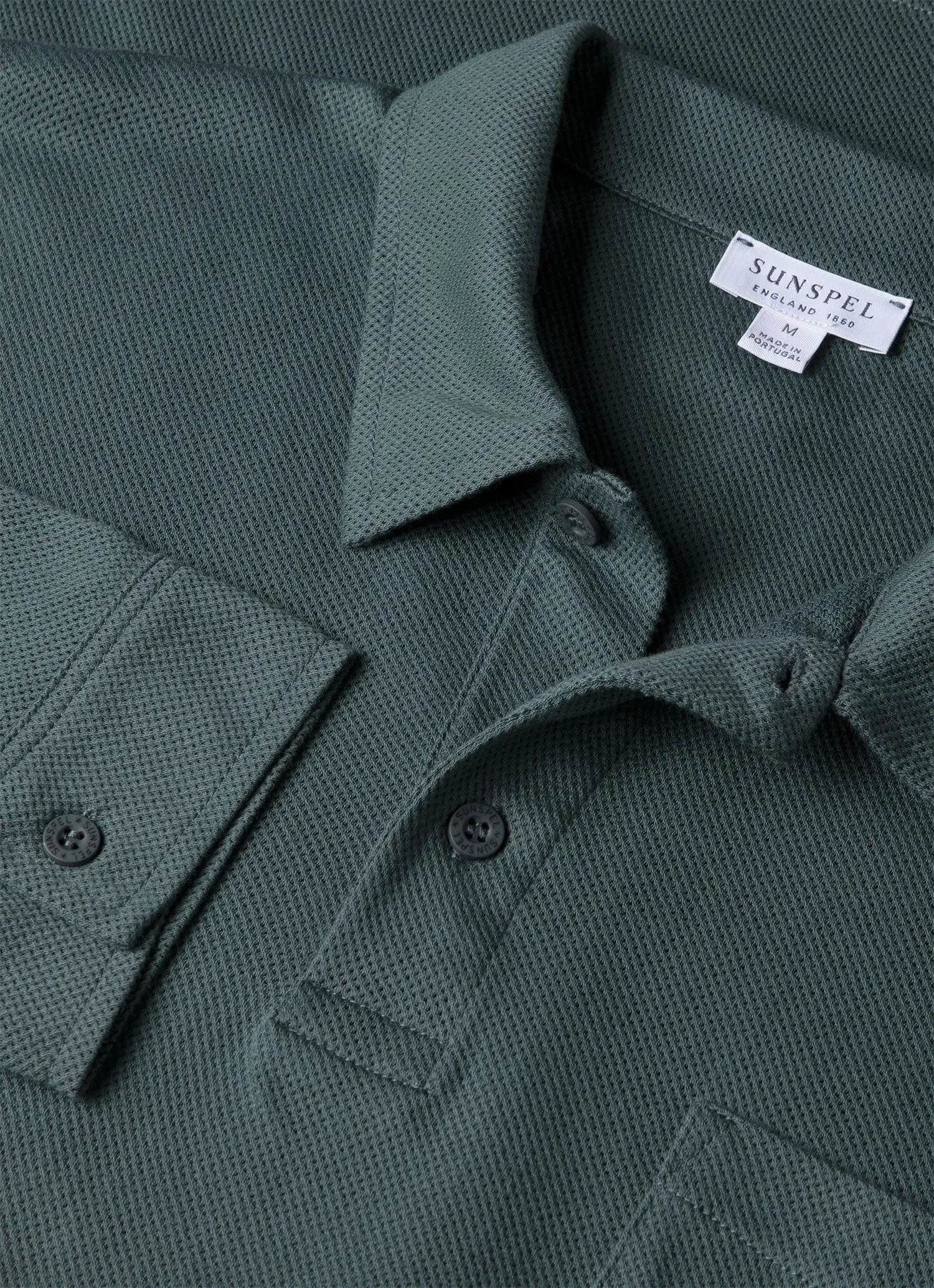 Men's Long Sleeve Riviera Polo Shirt in Dark Petrol sold by Sunspel product image thumbnail 4