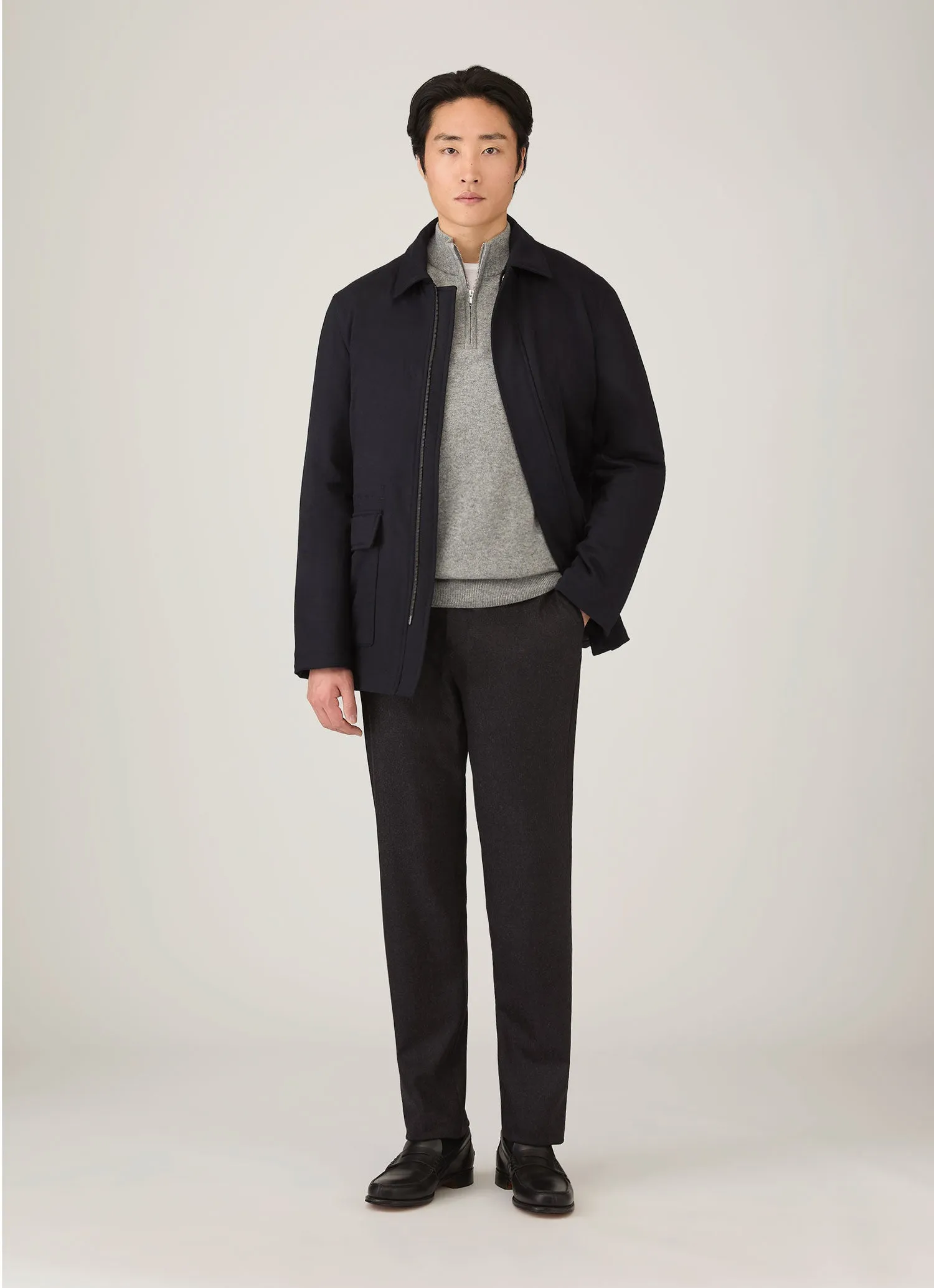 Men's Cashmere Half Zip Jumper in Grey Melange sold by Sunspel product image thumbnail 3