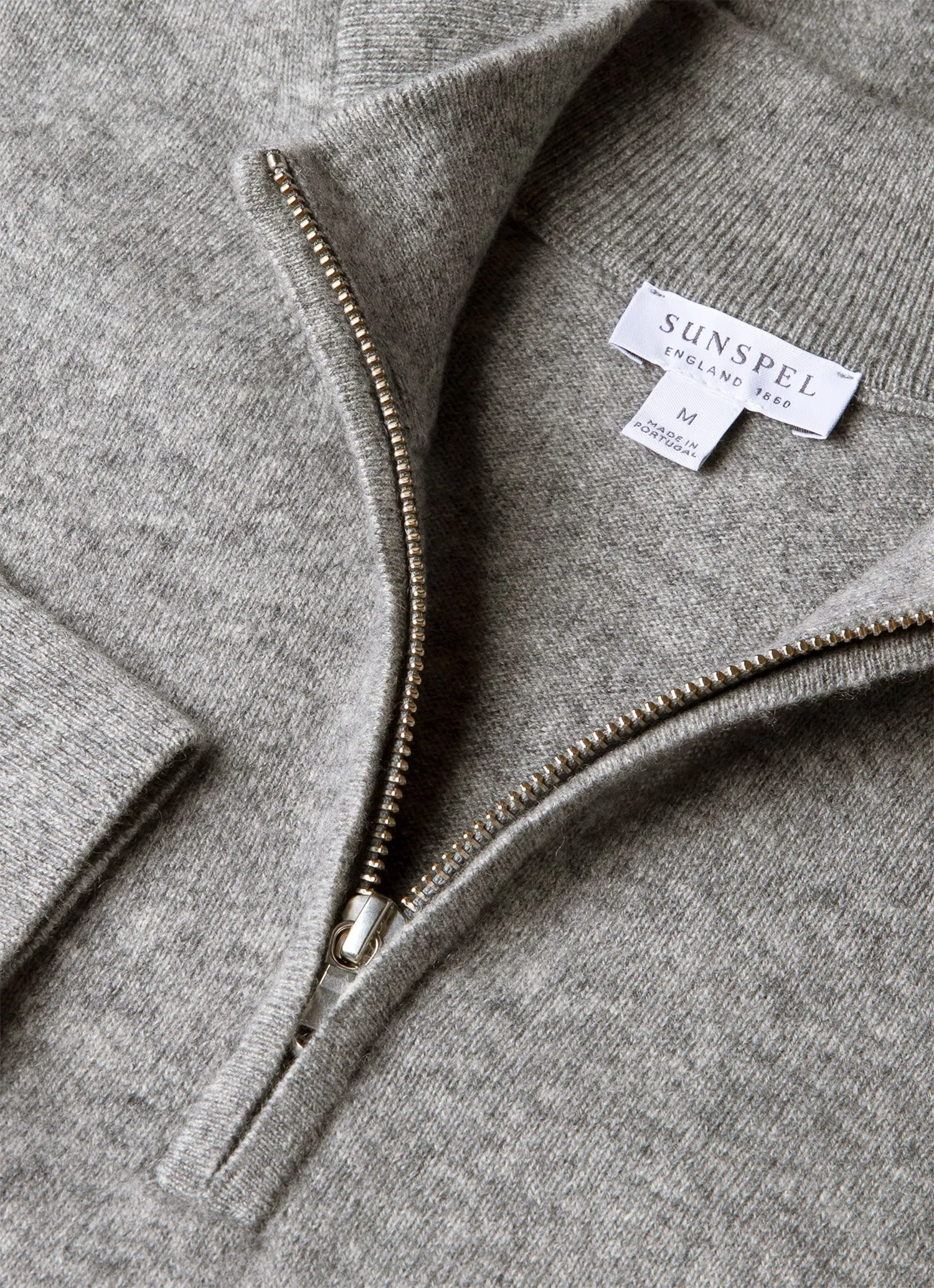 Men's Cashmere Half Zip Jumper in Grey Melange sold by Sunspel product image thumbnail 4