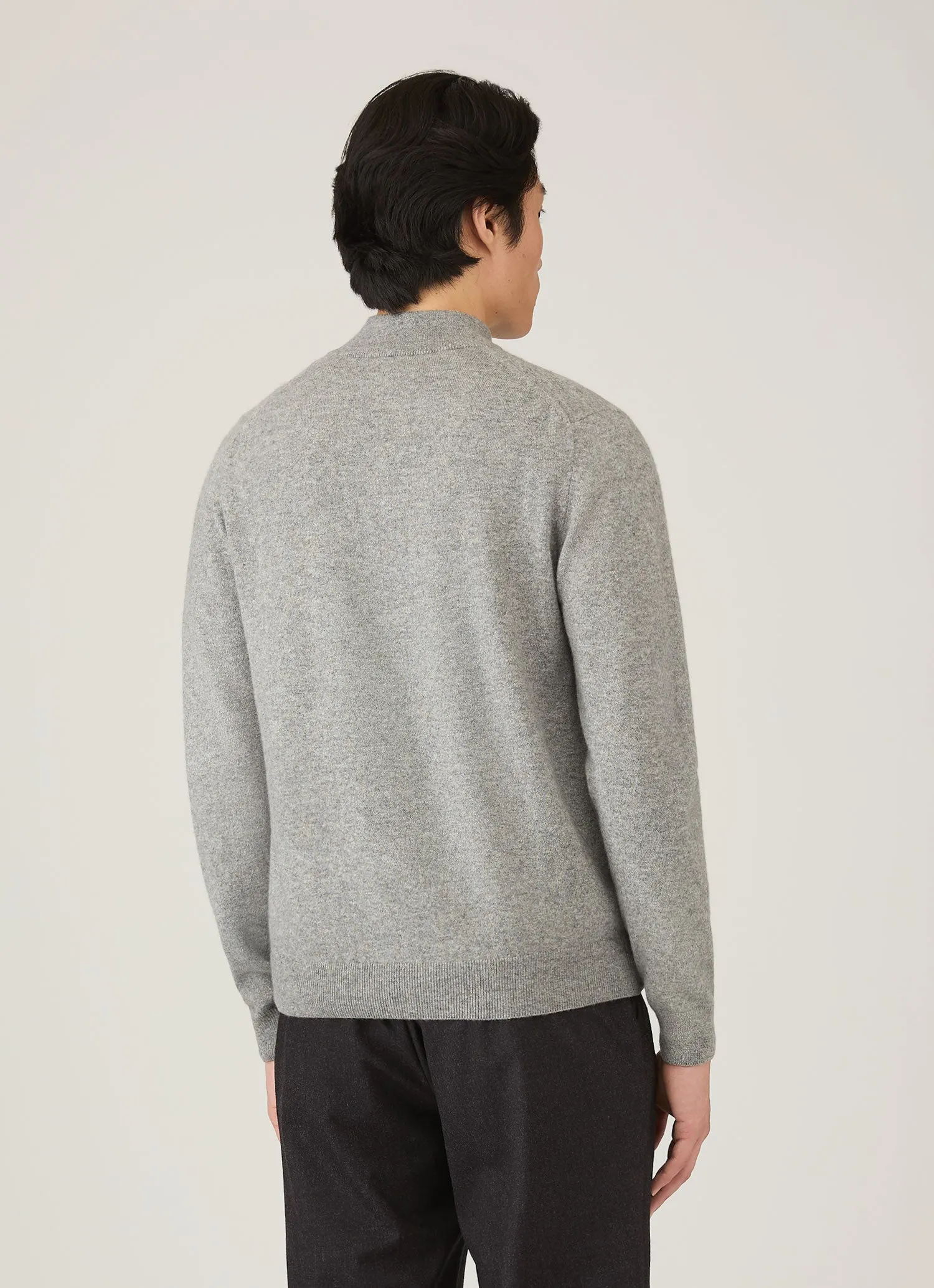 Men's Cashmere Half Zip Jumper in Grey Melange sold by Sunspel product image thumbnail 5