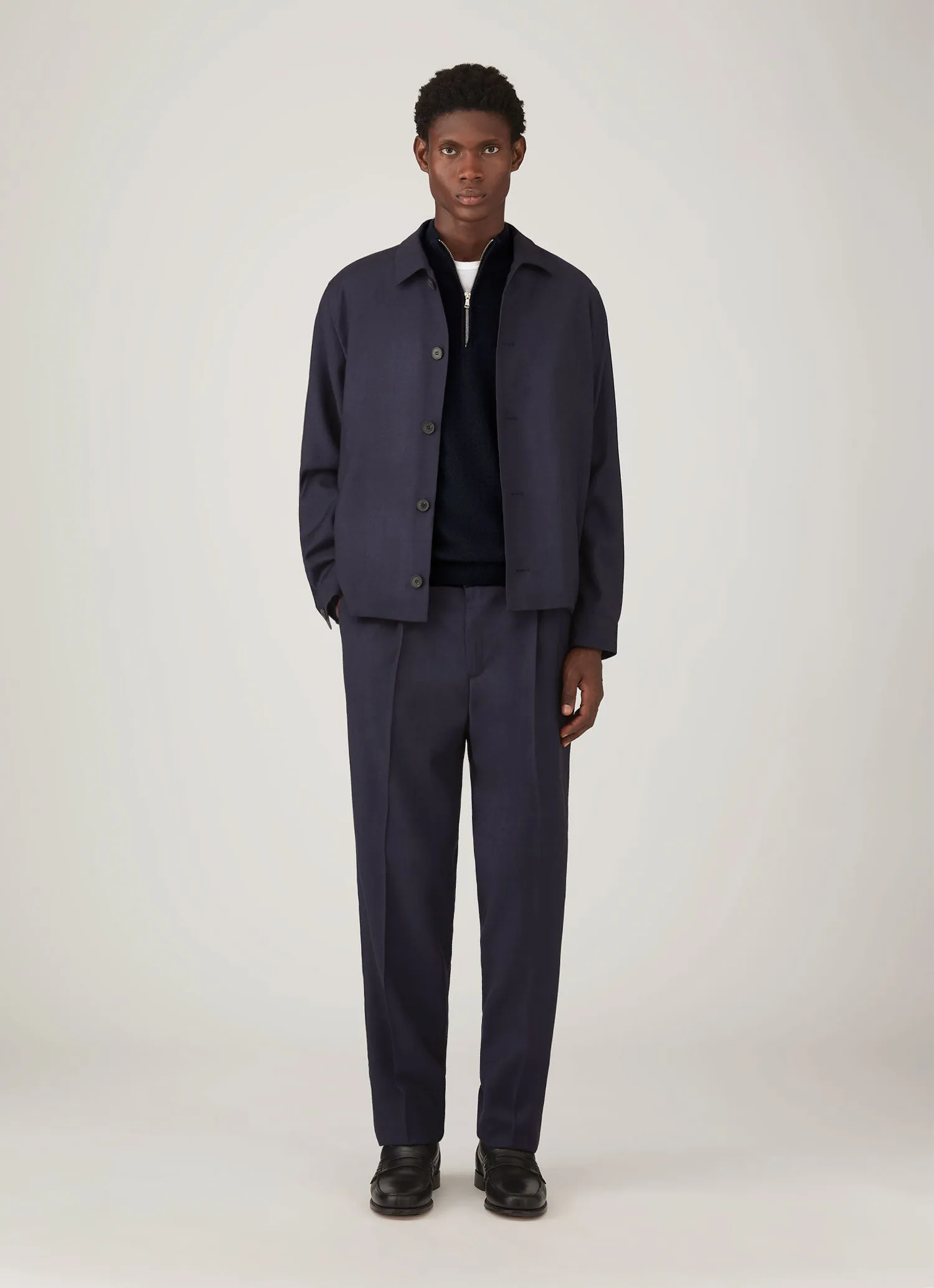 Men's Cashmere Half Zip Jumper in Navy sold by Sunspel product image thumbnail 3