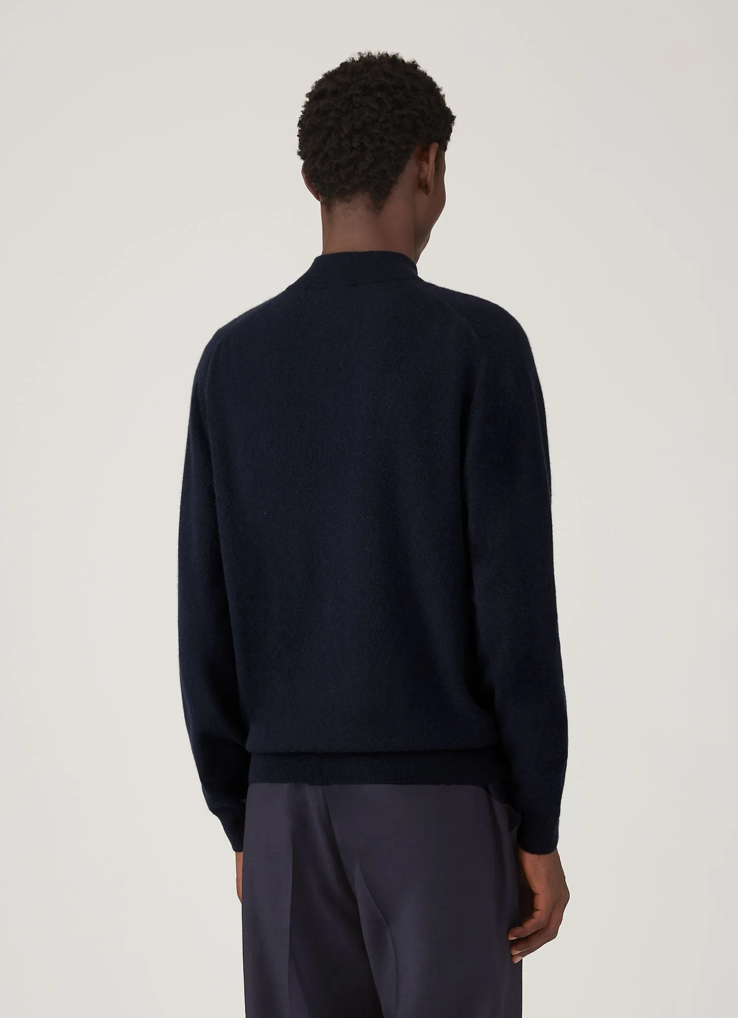 Men's Cashmere Half Zip Jumper in Navy sold by Sunspel product image thumbnail 5