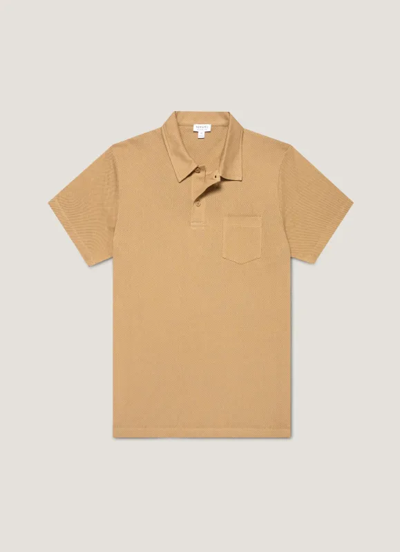 Men's Riviera Polo Shirt in Tan sold by Sunspel