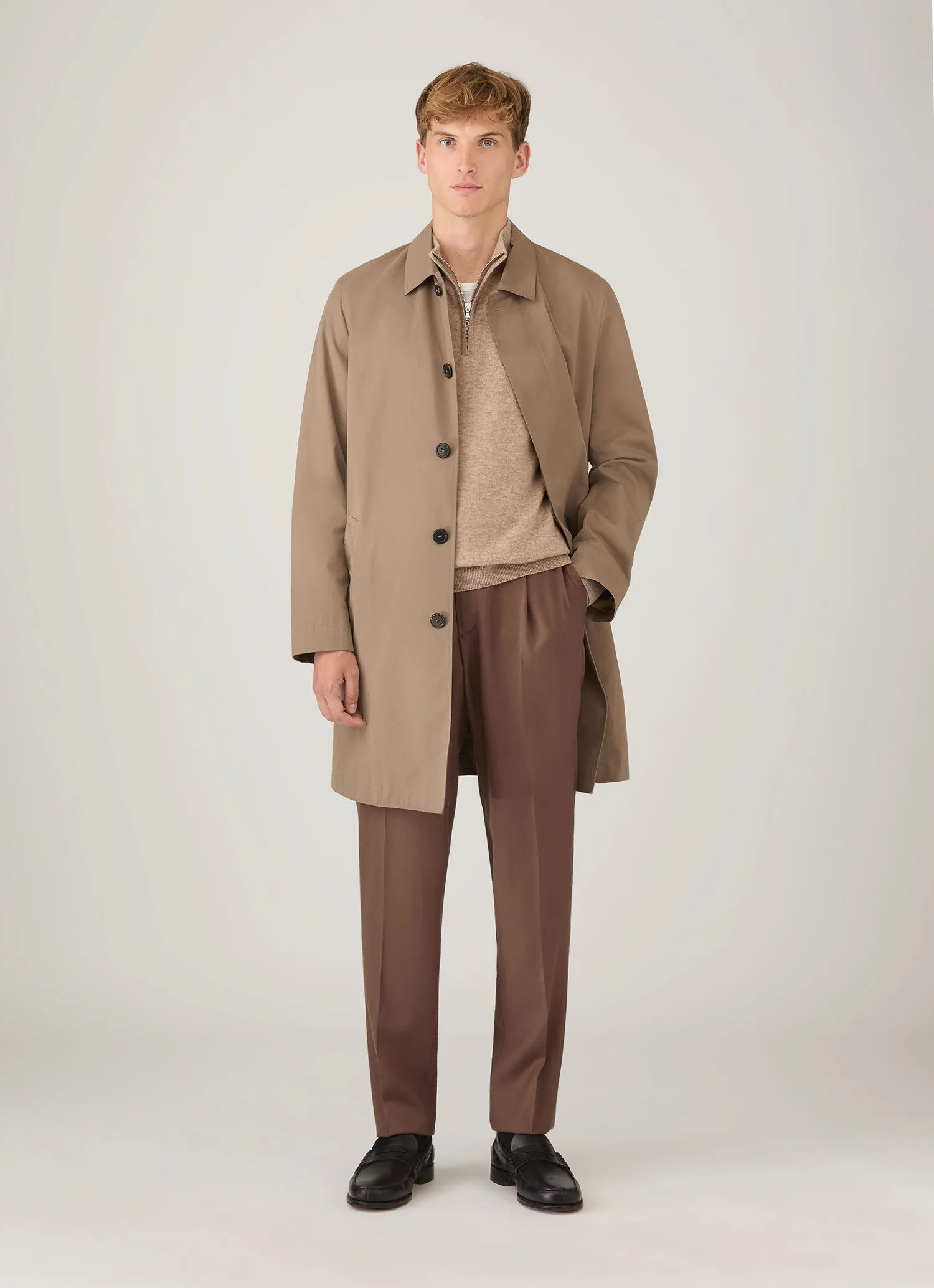 Men's Cashmere Half Zip Jumper in Oatmeal Melange sold by Sunspel product image thumbnail 3