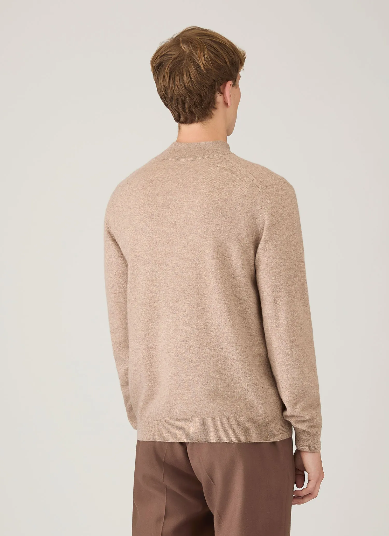 Men's Cashmere Half Zip Jumper in Oatmeal Melange sold by Sunspel product image thumbnail 5
