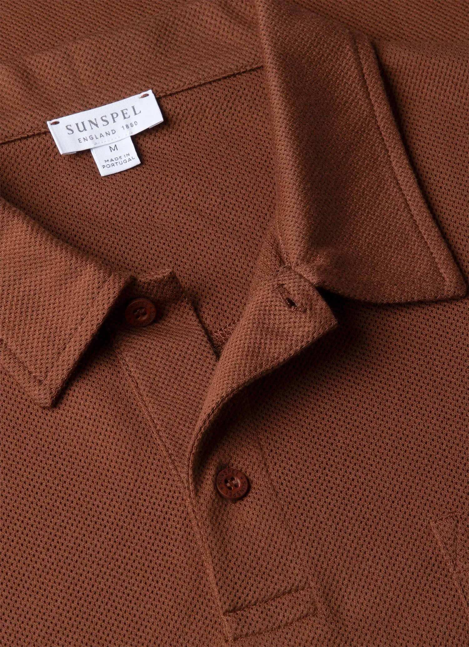 Men's Riviera Polo Shirt in Conker Brown sold by Sunspel product image thumbnail 4