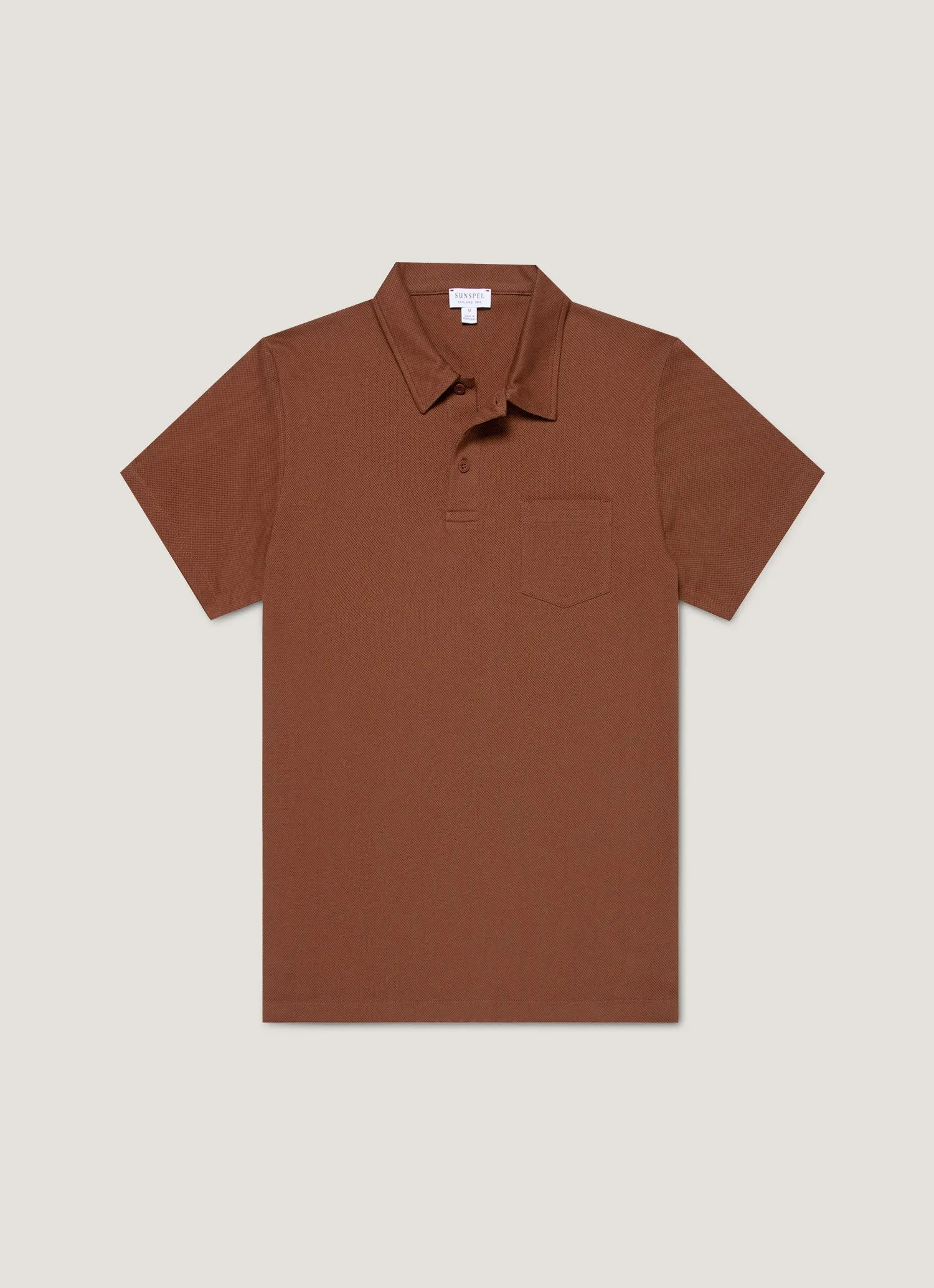Men's Riviera Polo Shirt in Conker Brown sold by Sunspel
