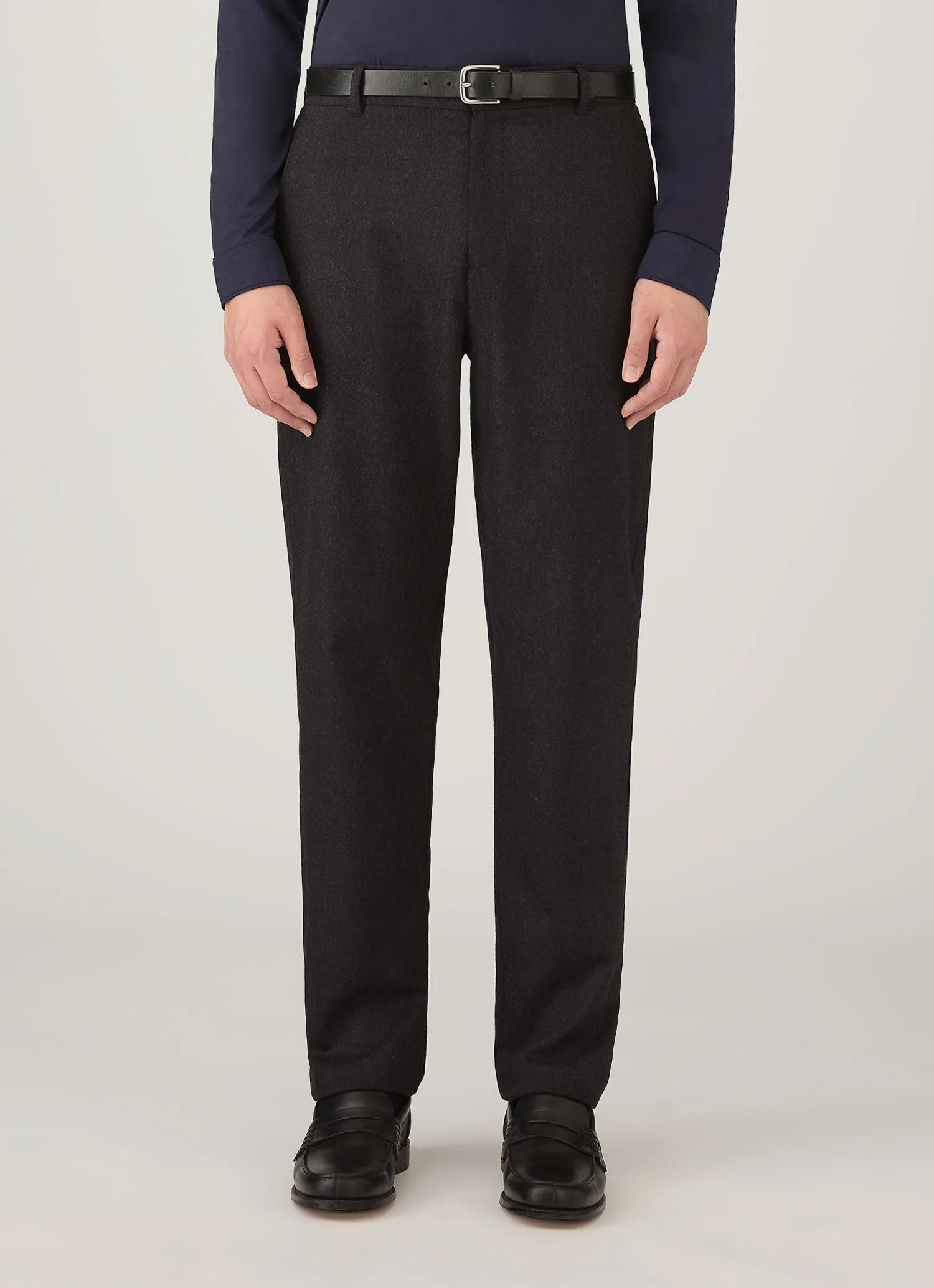 Men's Wool Cashmere Flannel Trouser in Charcoal Melange sold by Sunspel product image thumbnail 2