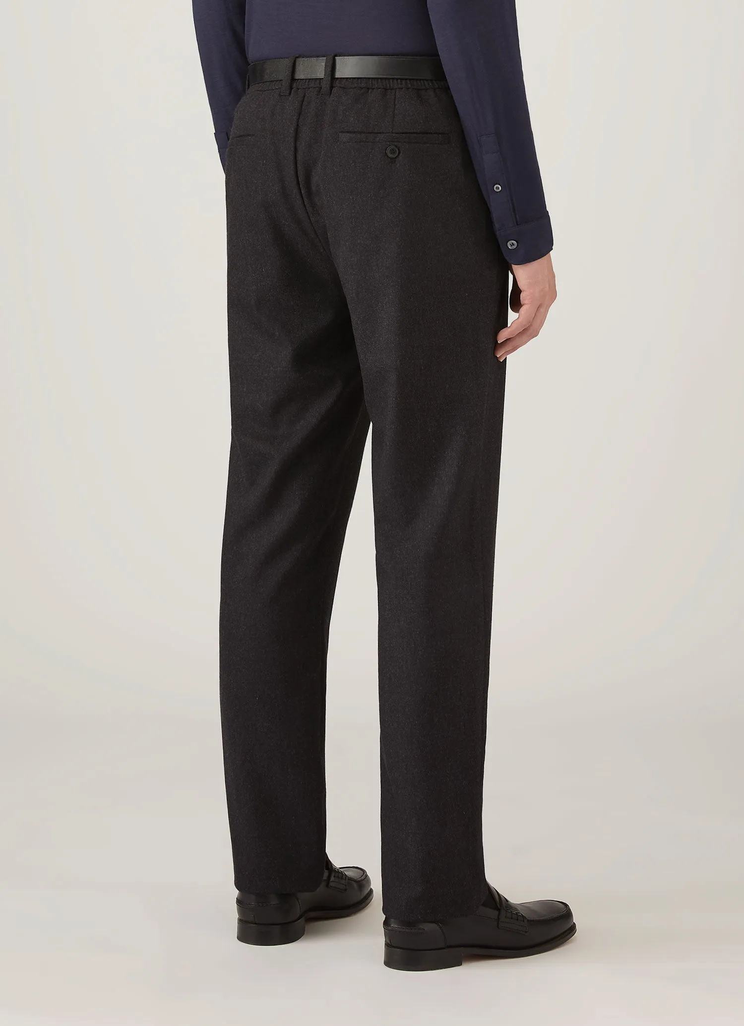 Men's Wool Cashmere Flannel Trouser in Charcoal Melange sold by Sunspel product image thumbnail 5