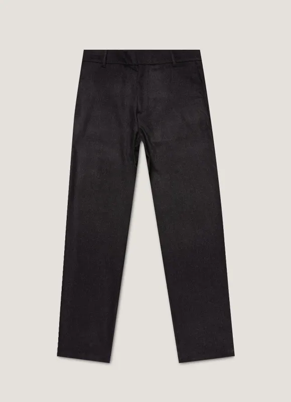 Men's Wool Cashmere Flannel Trouser in Charcoal Melange sold by Sunspel