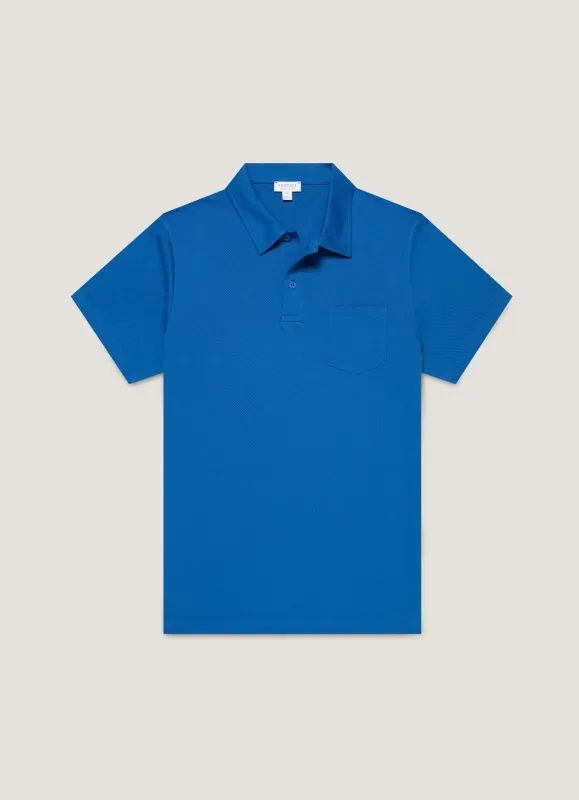 Men's Riviera Polo Shirt in Cobalt sold by Sunspel
