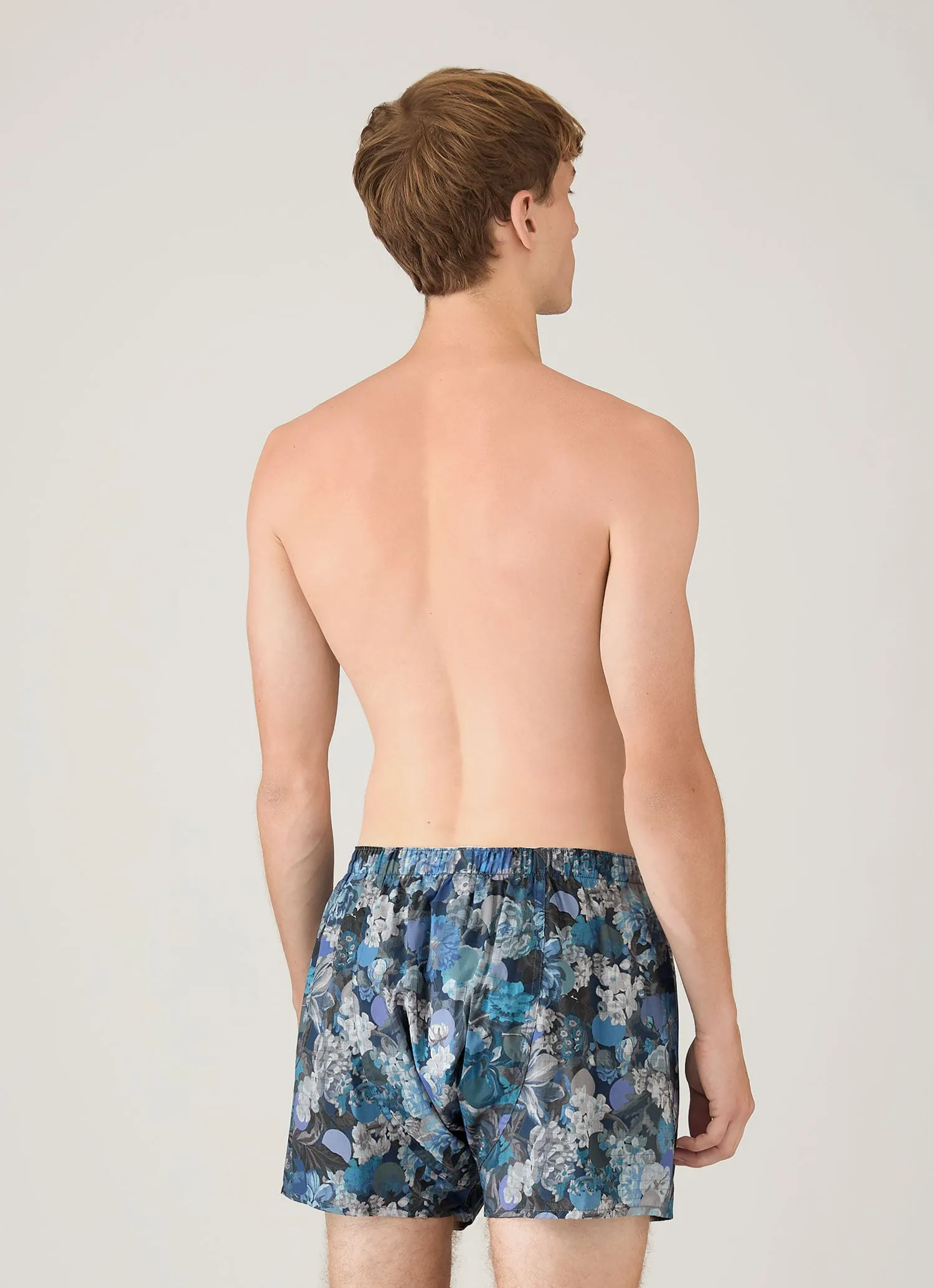 Men's Classic Boxer Shorts in Liberty Fabric in Frost Blue Floral sold by Sunspel product image thumbnail 3