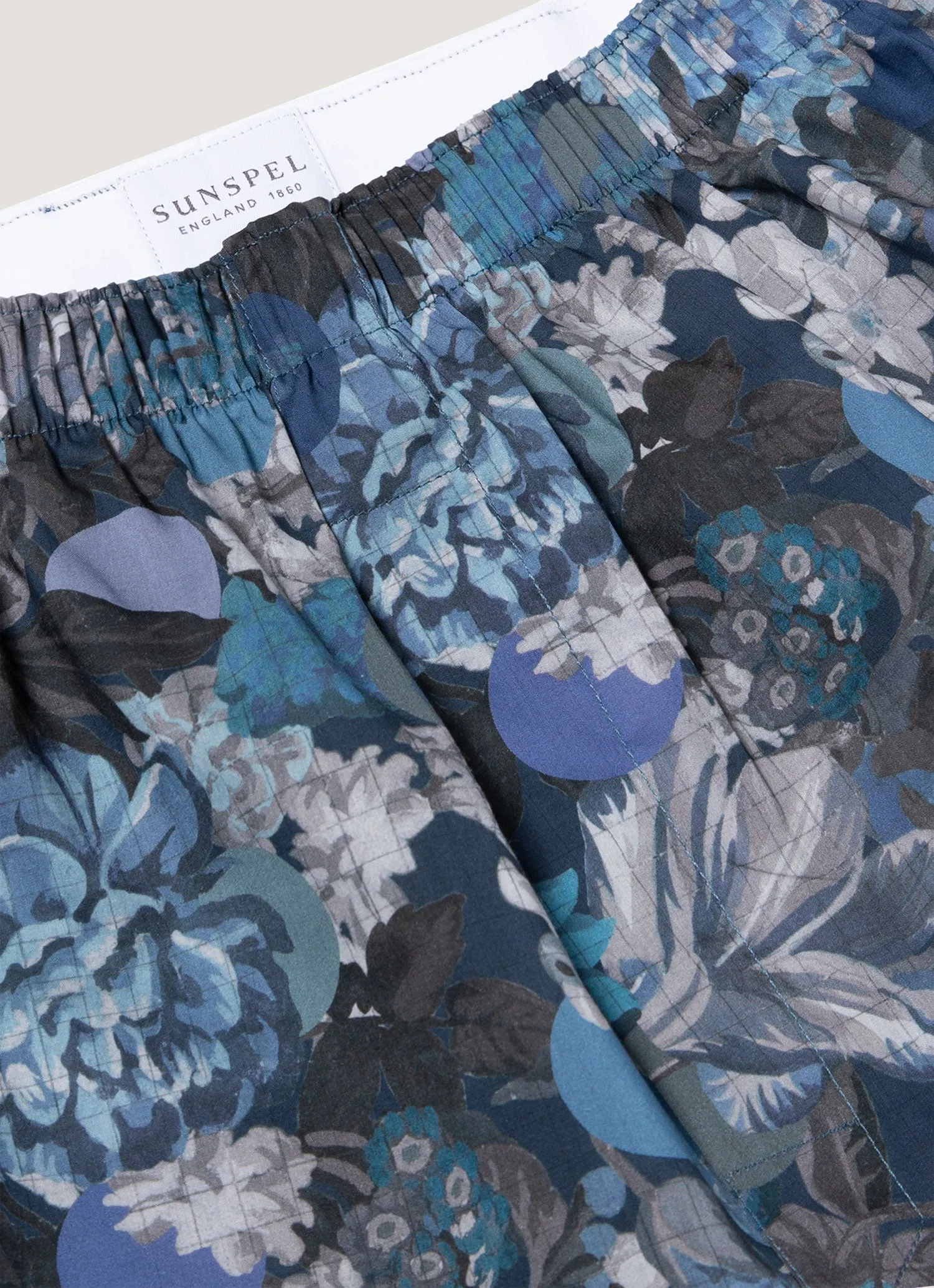 Men's Classic Boxer Shorts in Liberty Fabric in Frost Blue Floral sold by Sunspel product image thumbnail 4