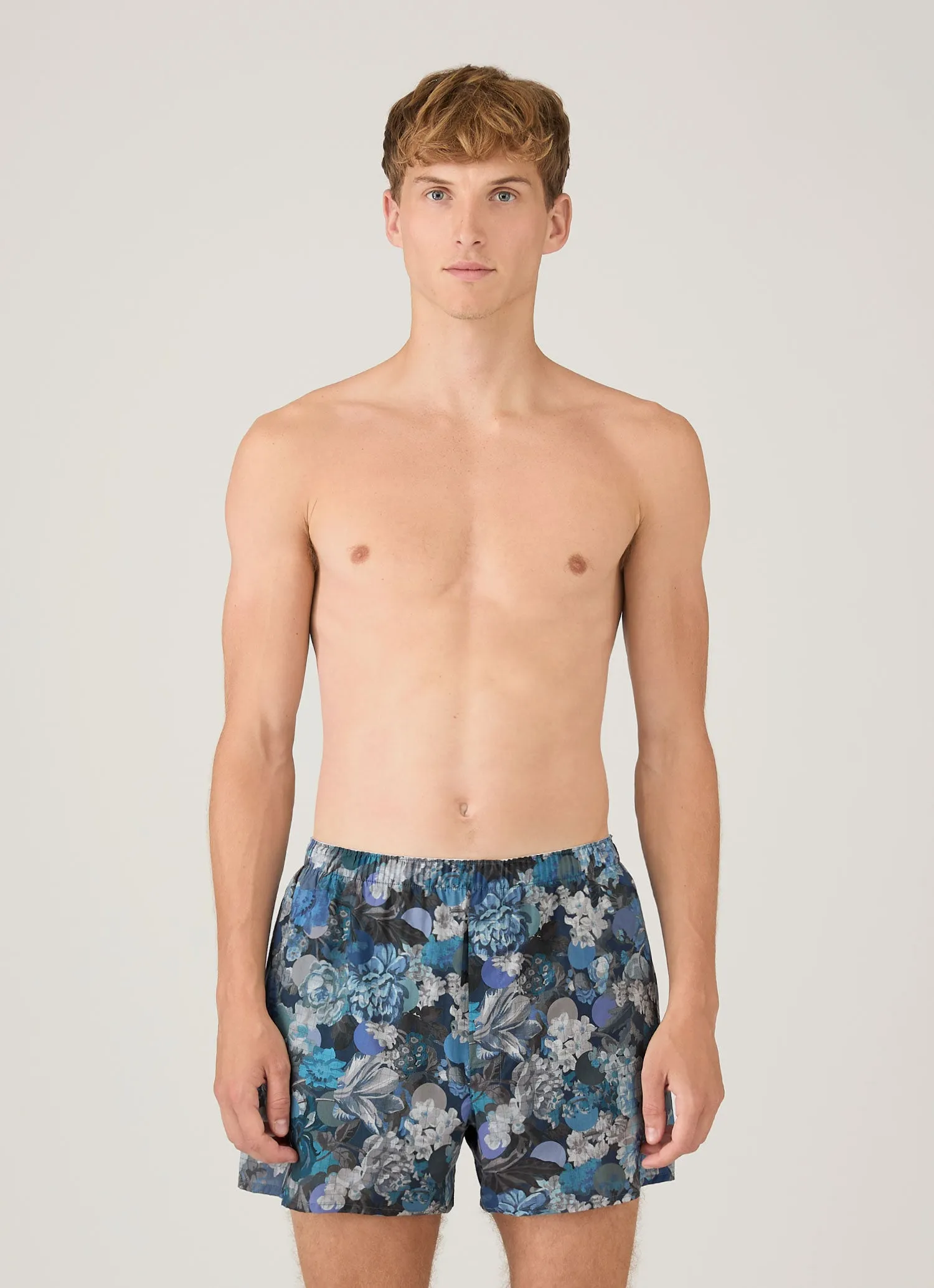 Men's Classic Boxer Shorts in Liberty Fabric in Frost Blue Floral sold by Sunspel product image thumbnail 2