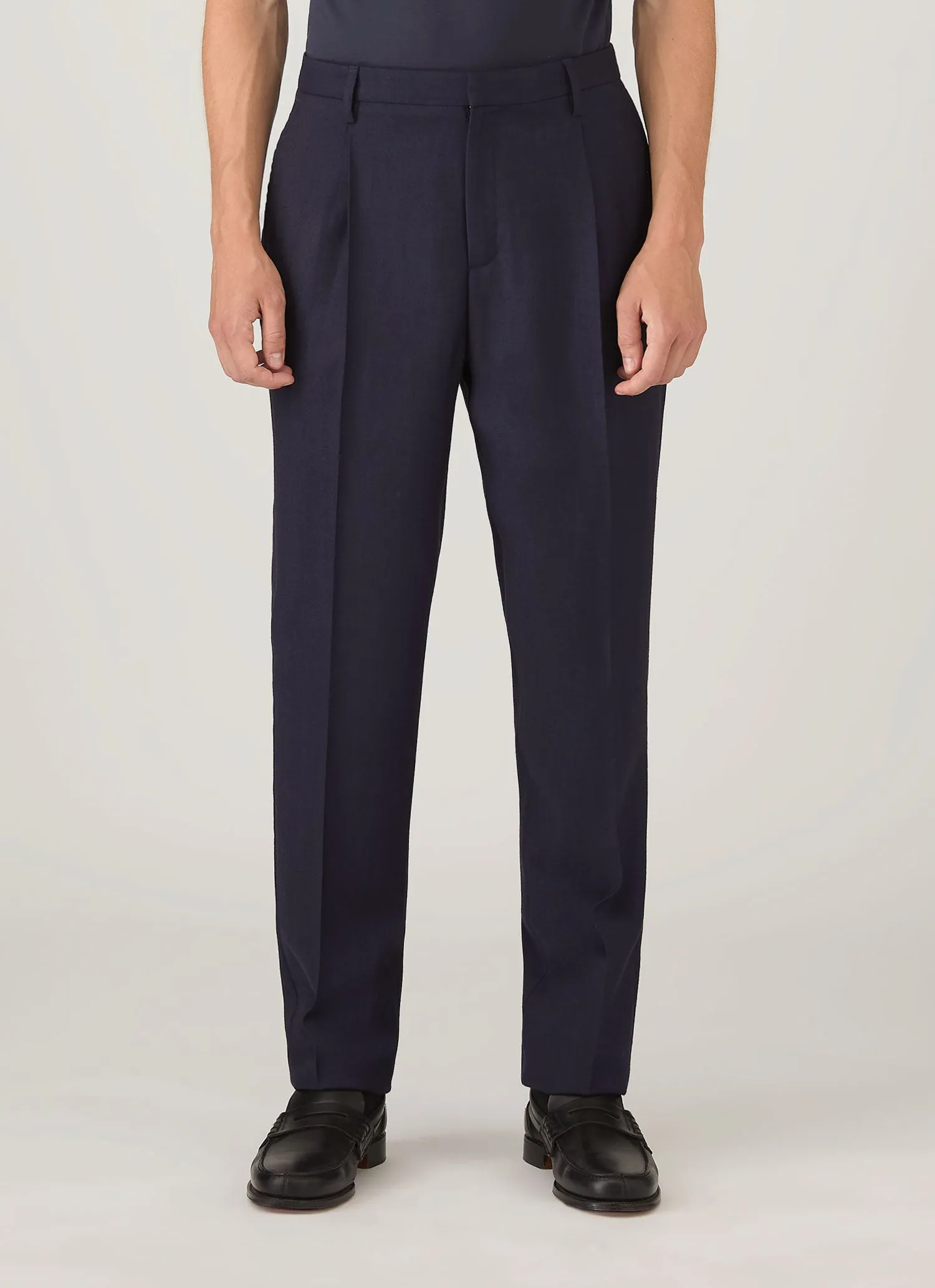 Men's Pleated Wool Twill Trouser in Navy sold by Sunspel product image thumbnail 2