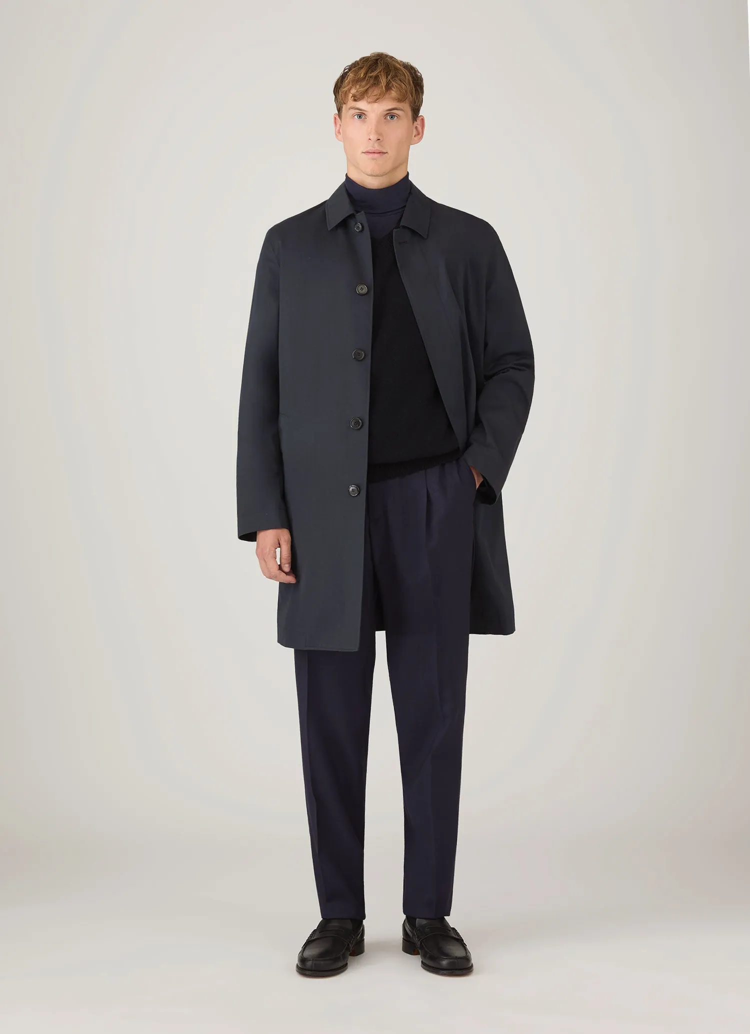 Men's Pleated Wool Twill Trouser in Navy sold by Sunspel product image thumbnail 3