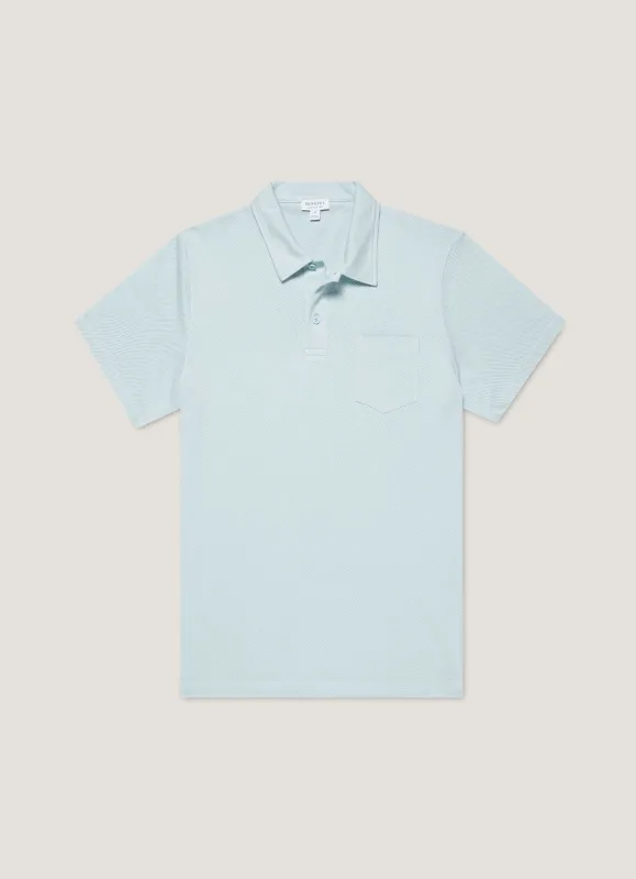 Men's Riviera Polo Shirt in Frost Blue sold by Sunspel
