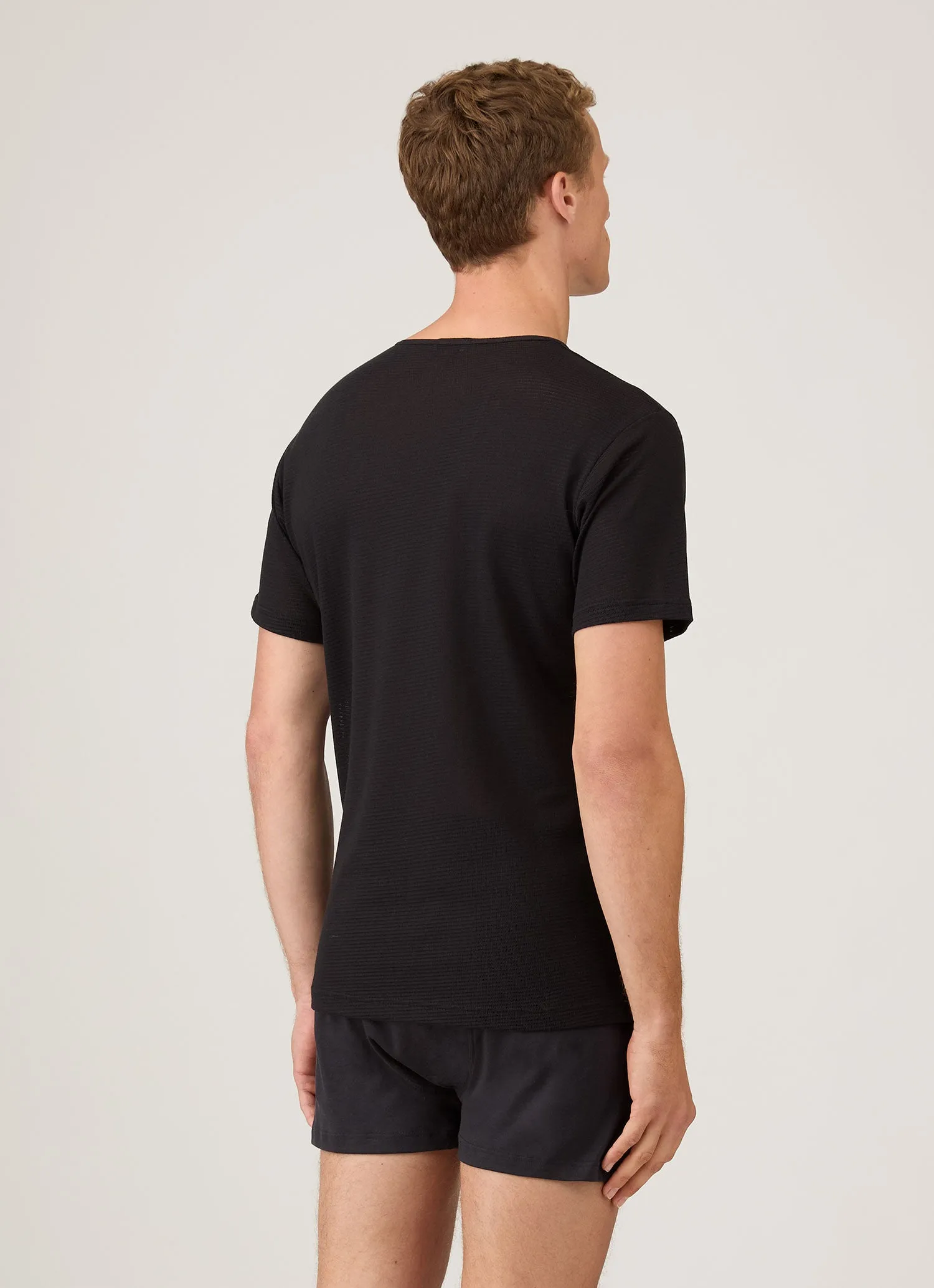 Men's Cellular Cotton Underwear T-shirt in Black sold by Sunspel product image thumbnail 3