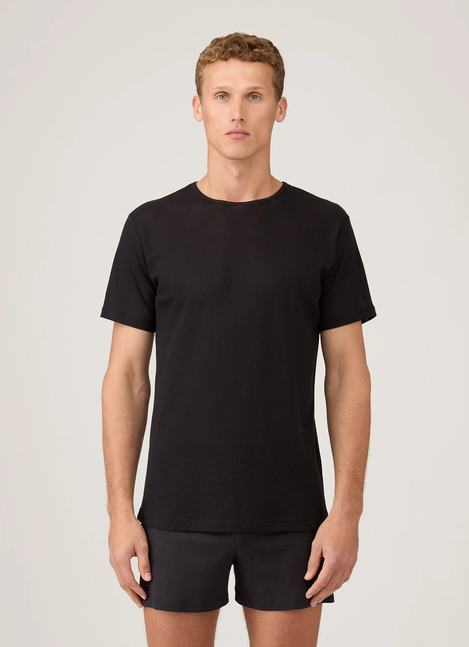 Men's Cellular Cotton Underwear T-shirt in Black sold by Sunspel product image thumbnail 2