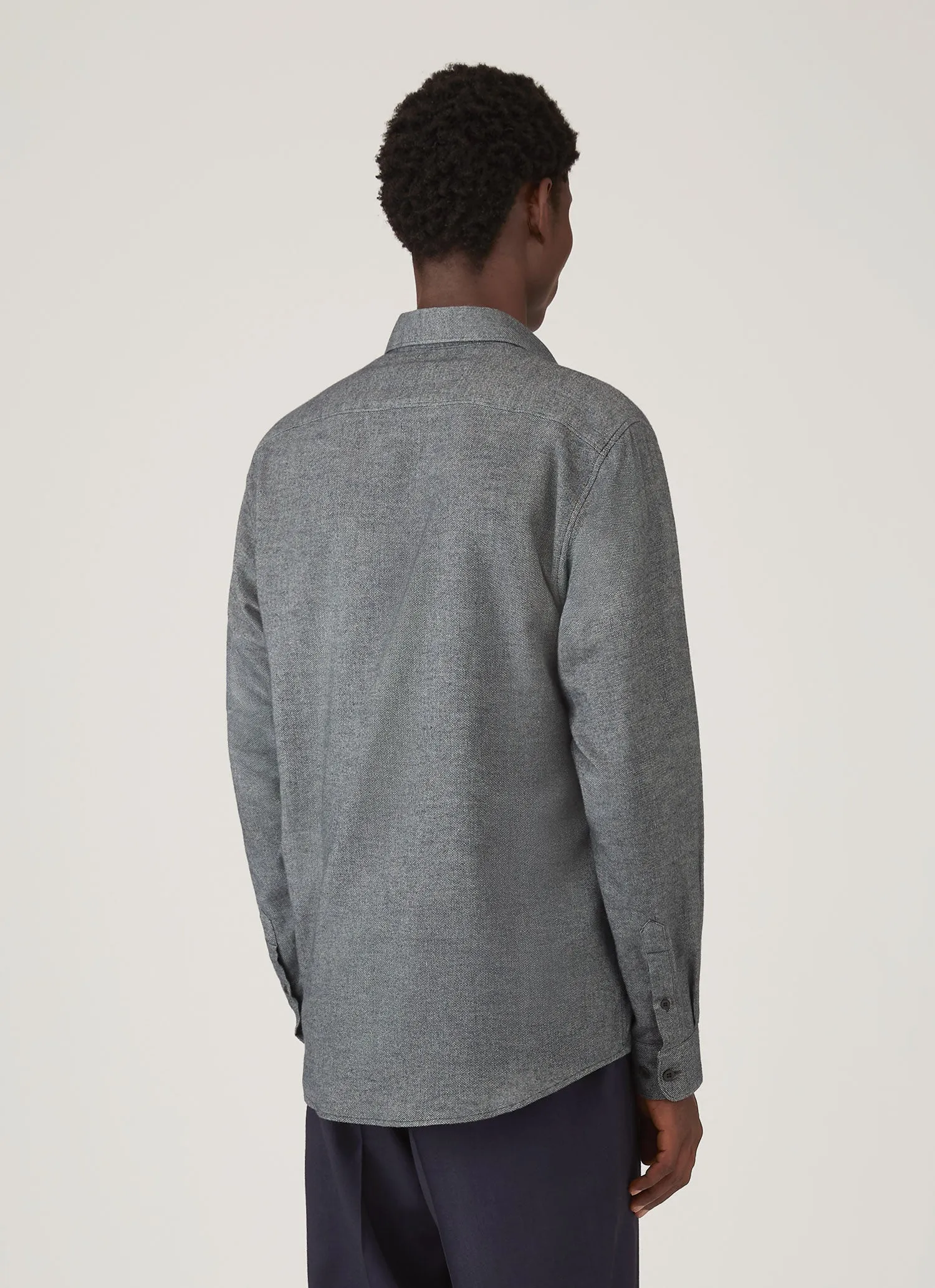 Men's Brushed Cotton Shirt in Charcoal Melange sold by Sunspel product image thumbnail 5