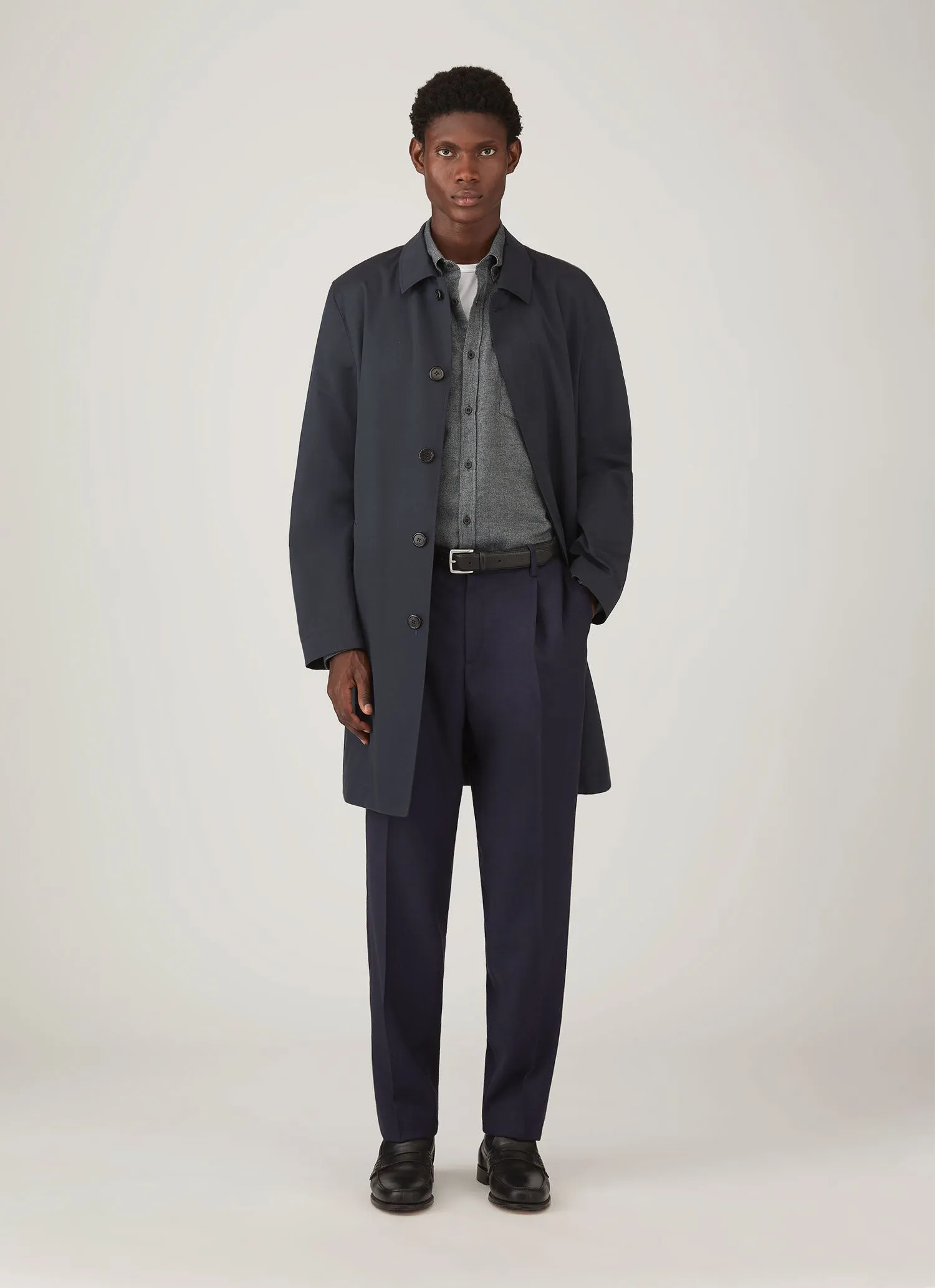 Men's Brushed Cotton Shirt in Charcoal Melange sold by Sunspel product image thumbnail 3