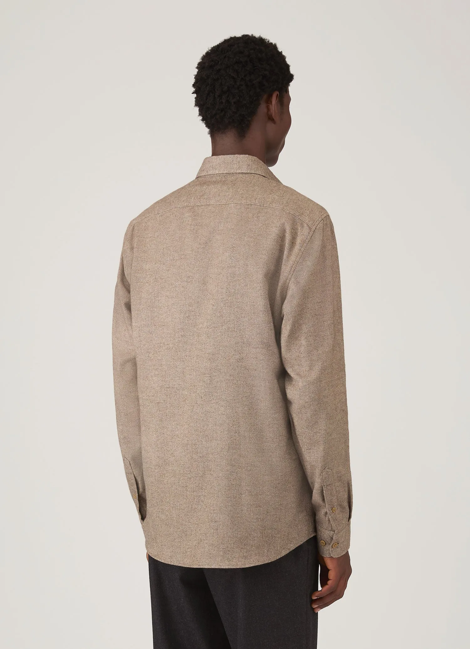 Men's Brushed Cotton Shirt in Light Brown Melange sold by Sunspel product image thumbnail 5