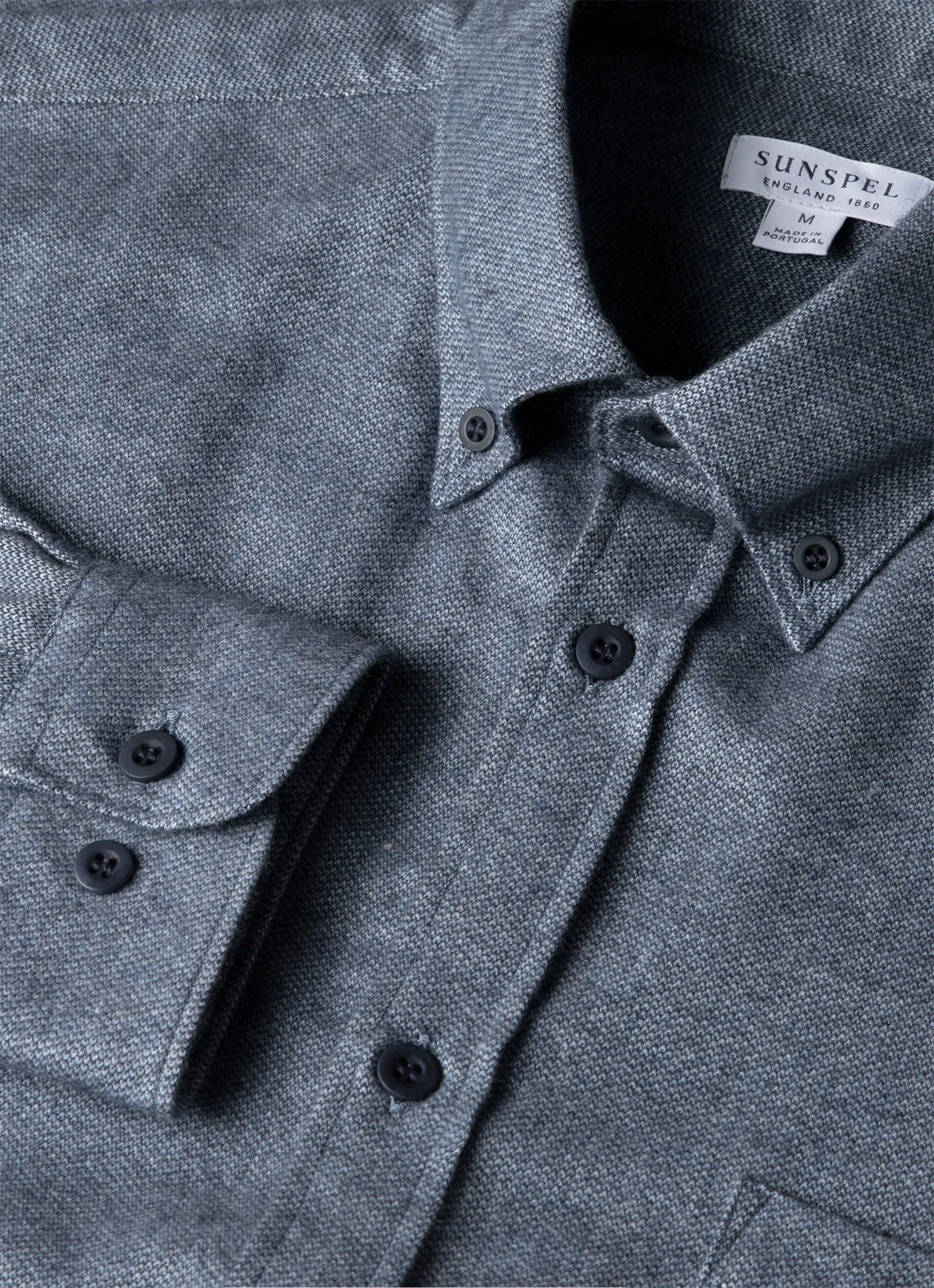 Men's Brushed Cotton Shirt in Light Blue Melange sold by Sunspel product image thumbnail 4