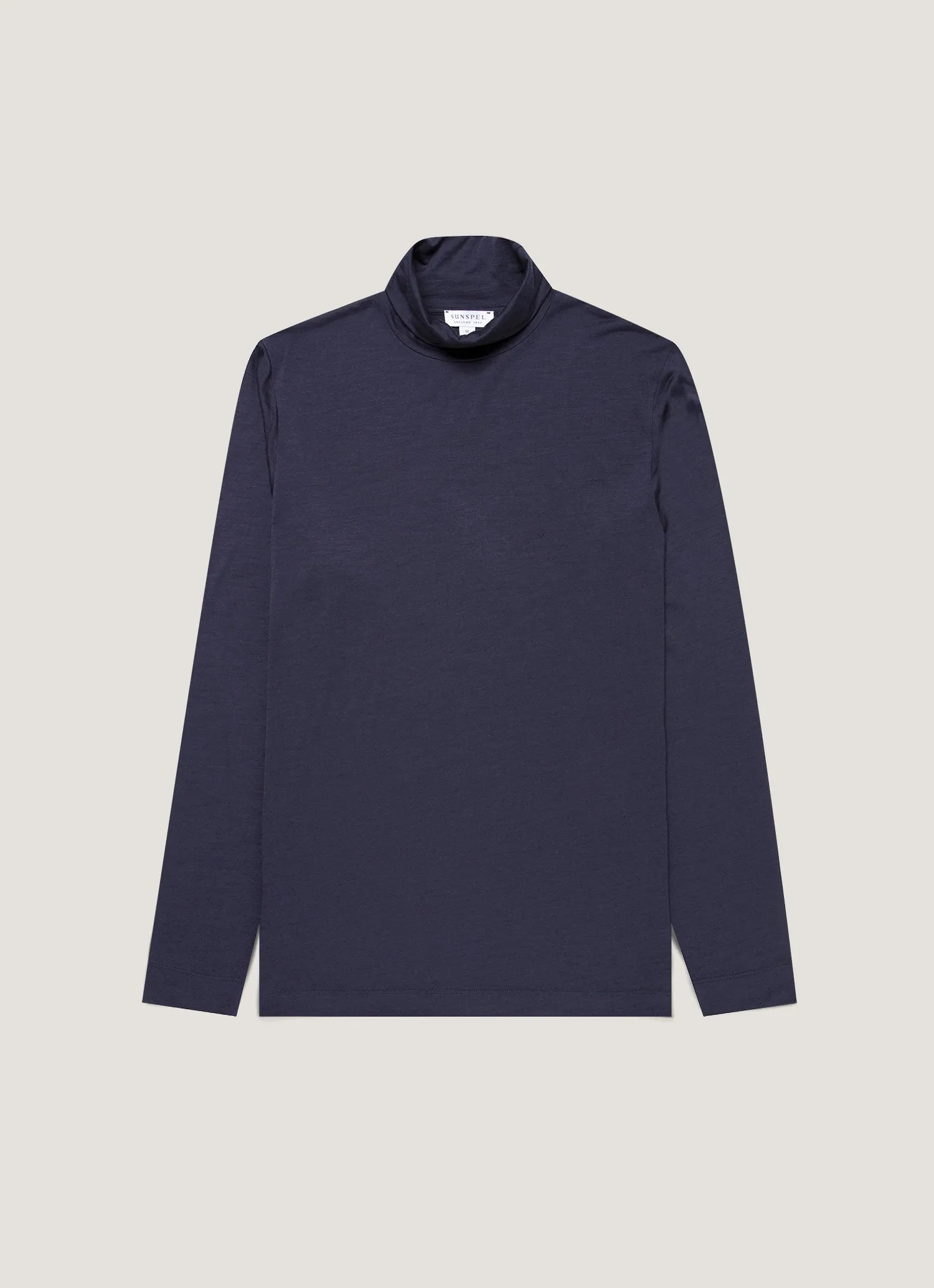 Men's Ultra-Fine Merino Roll Neck in Navy sold by Sunspel