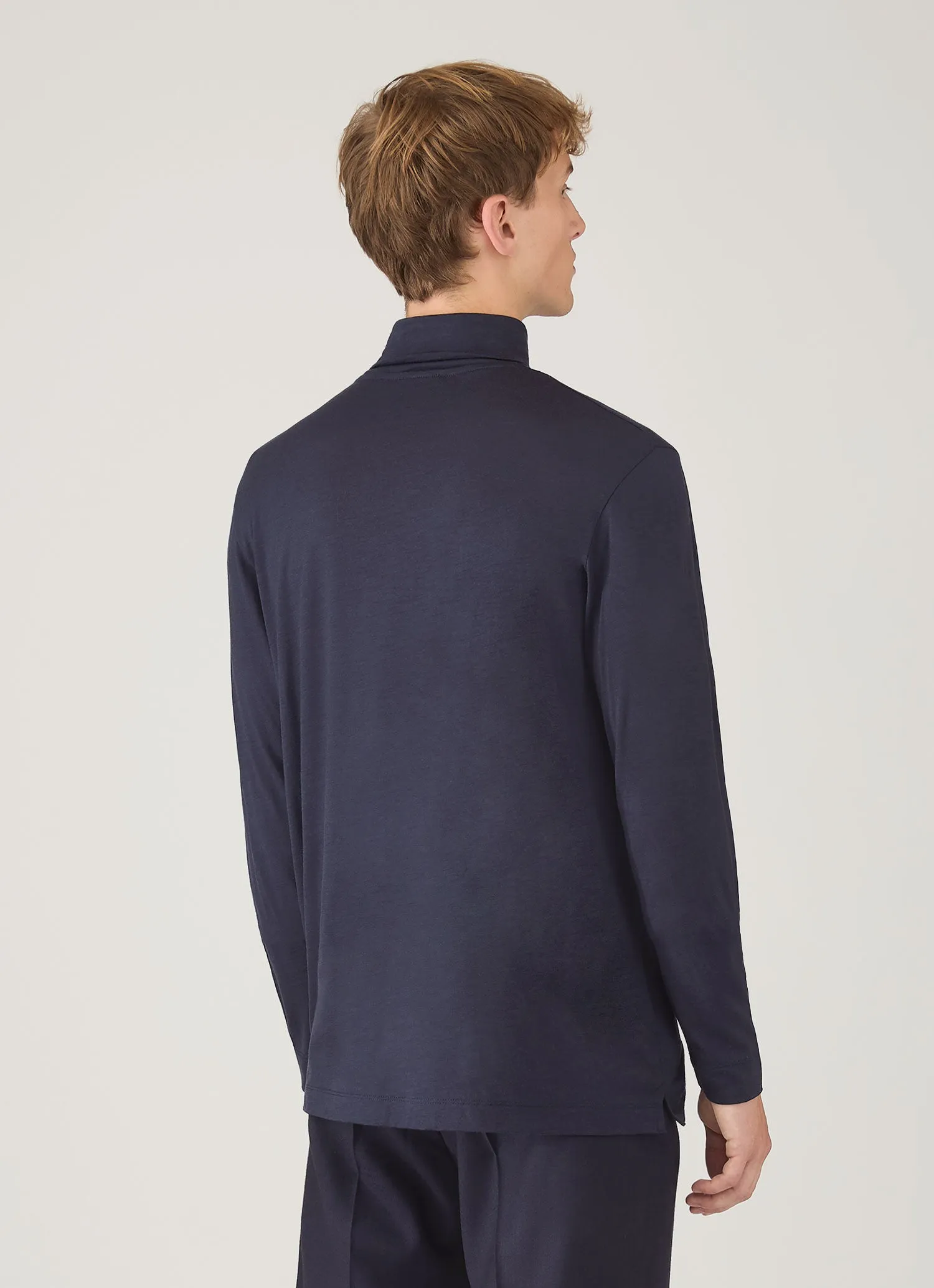 Men's Ultra-Fine Merino Roll Neck in Navy sold by Sunspel product image thumbnail 5