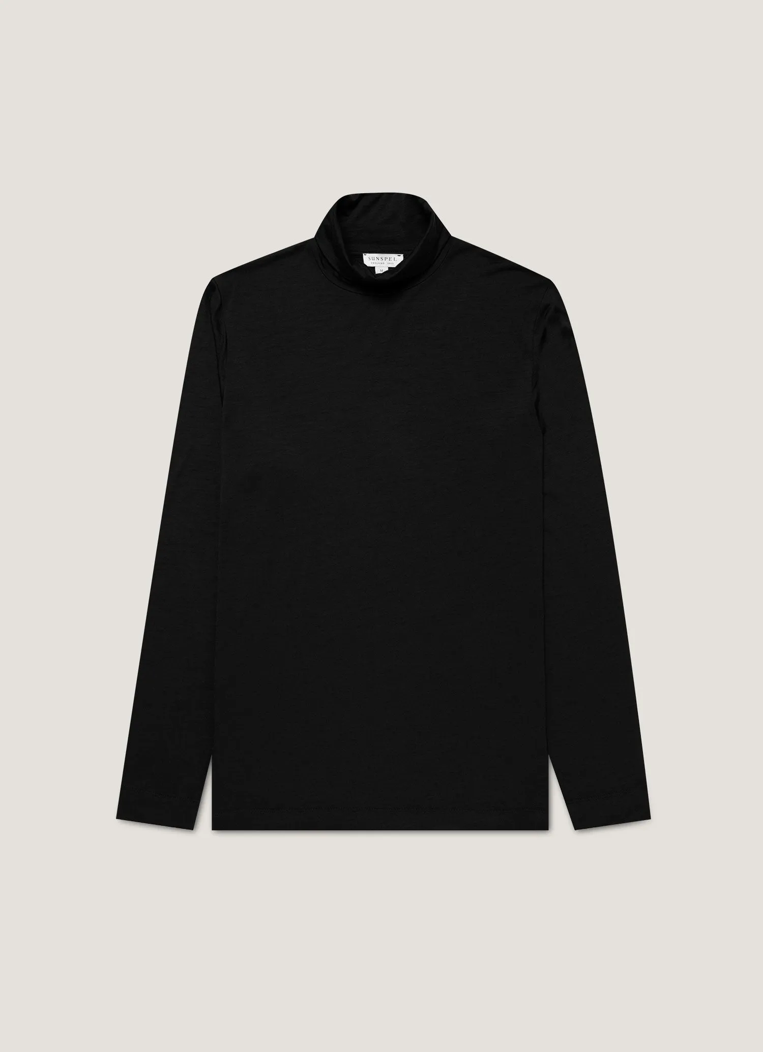 Men's Ultra-Fine Merino Roll Neck in Black sold by Sunspel